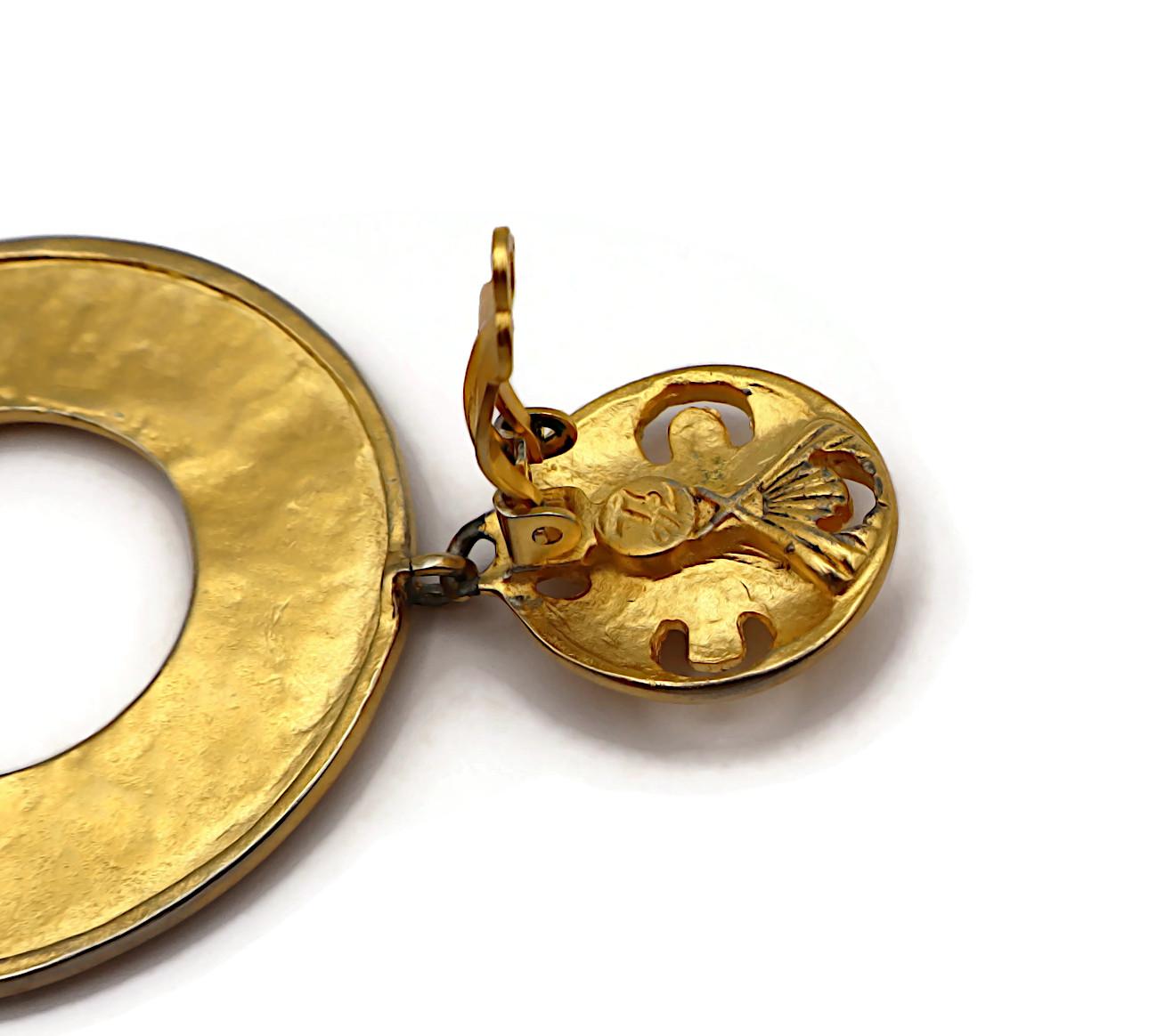 KARL LAGERFELD Vintage Gold Tone Hoop Earrings For Sale 9