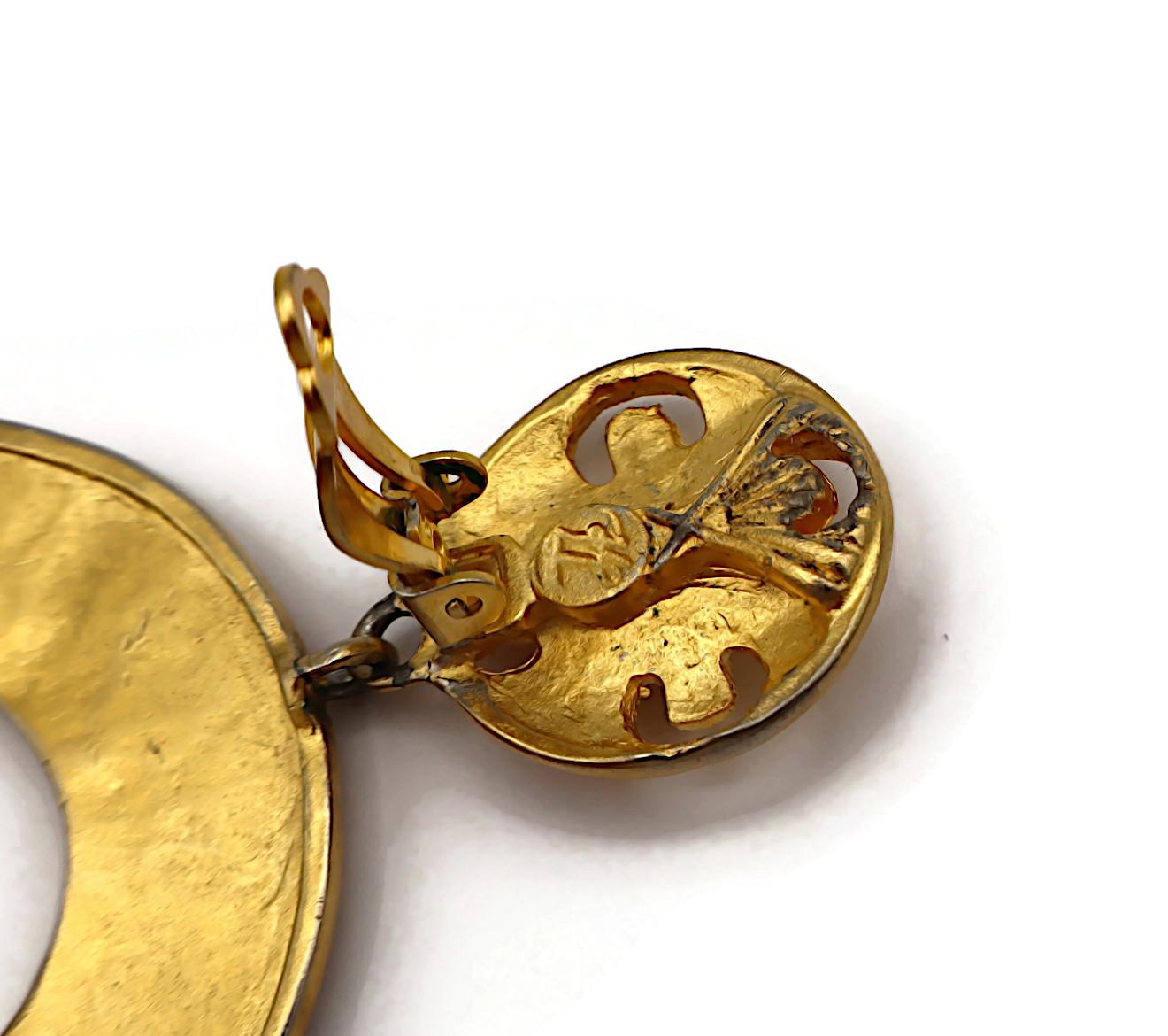 KARL LAGERFELD Vintage Gold Tone Hoop Earrings For Sale 10