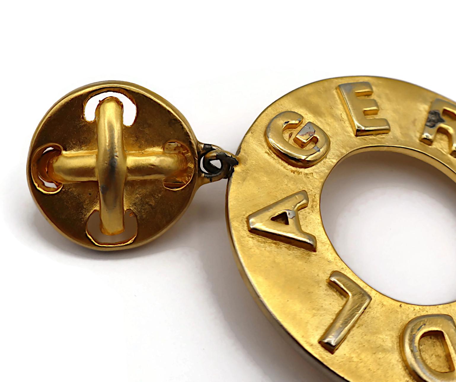 KARL LAGERFELD Vintage Gold Tone Hoop Earrings For Sale 12