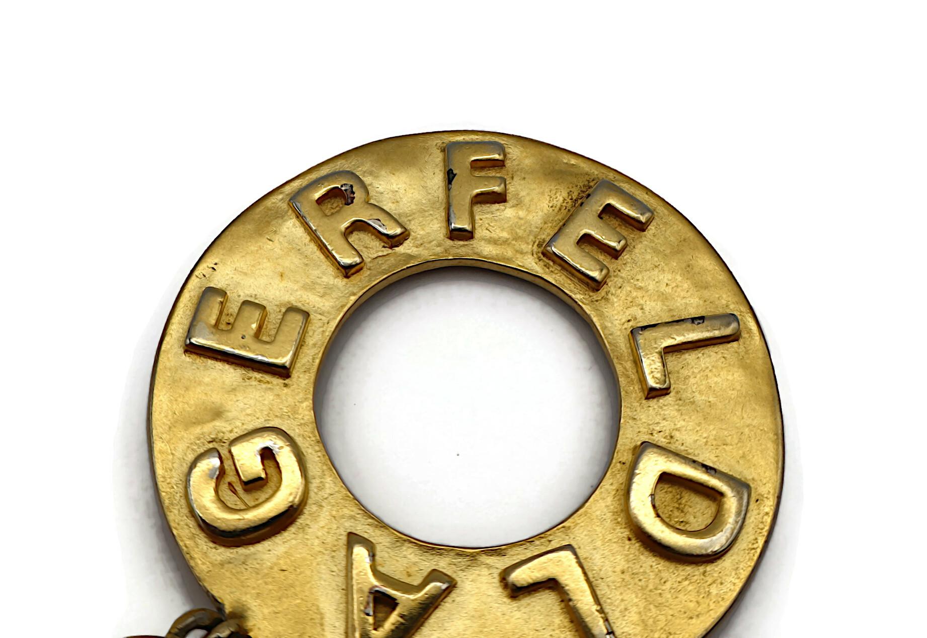 KARL LAGERFELD Vintage Gold Tone Hoop Earrings For Sale 14