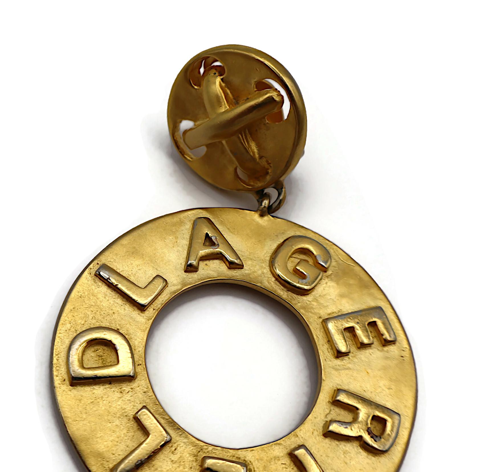 KARL LAGERFELD Vintage Gold Tone Hoop Earrings For Sale 15