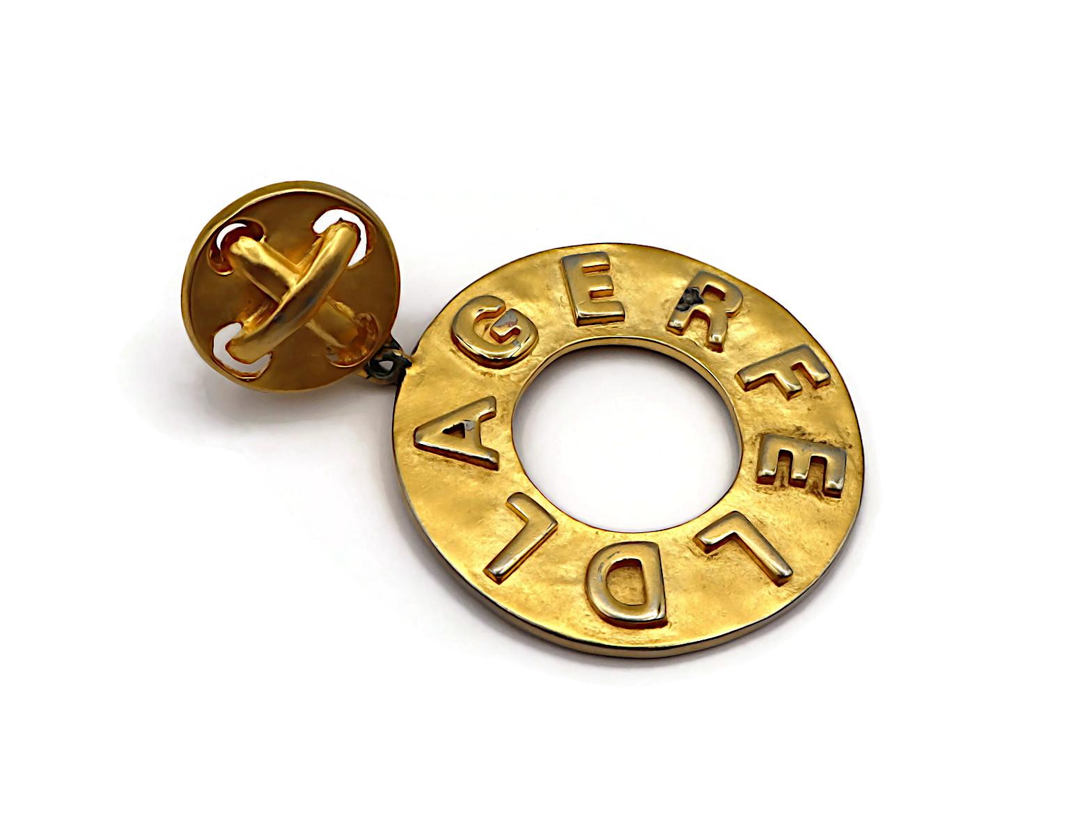 KARL LAGERFELD Vintage Gold Tone Hoop Earrings For Sale 3