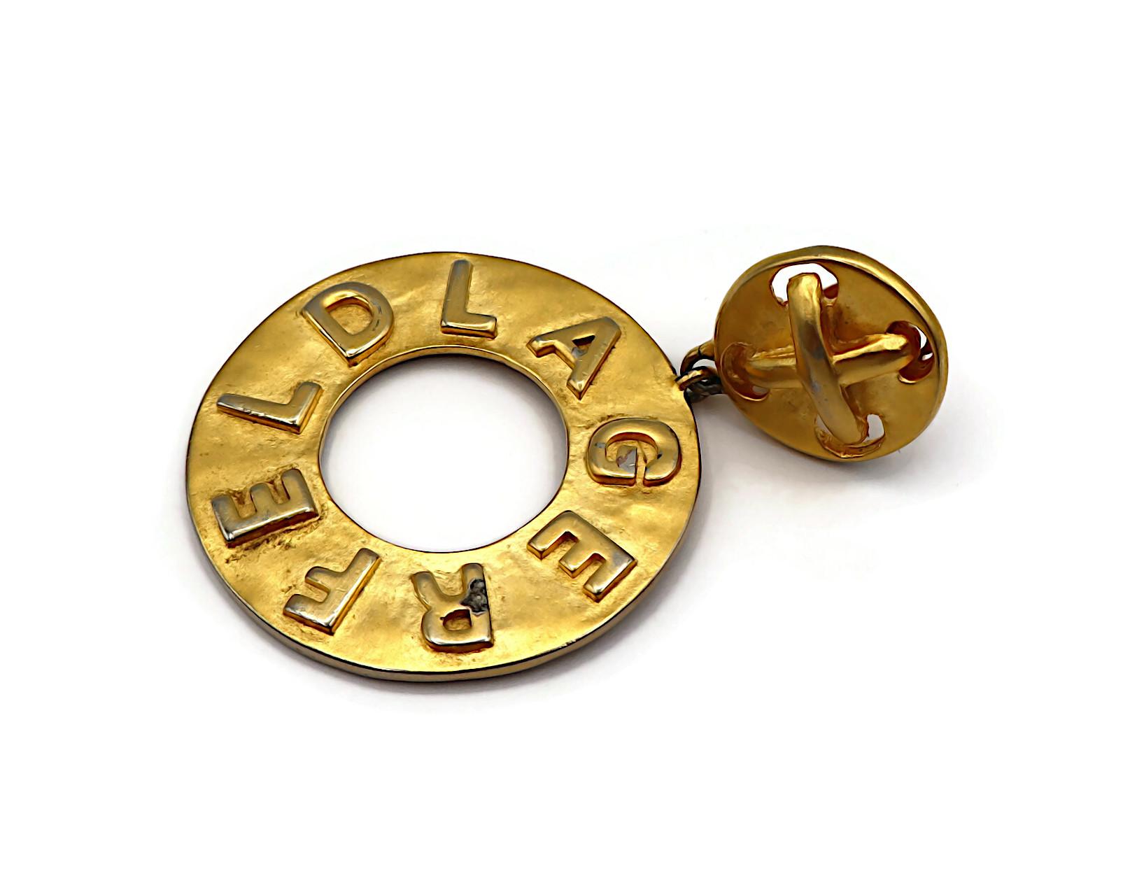 KARL LAGERFELD Vintage Gold Tone Hoop Earrings For Sale 4