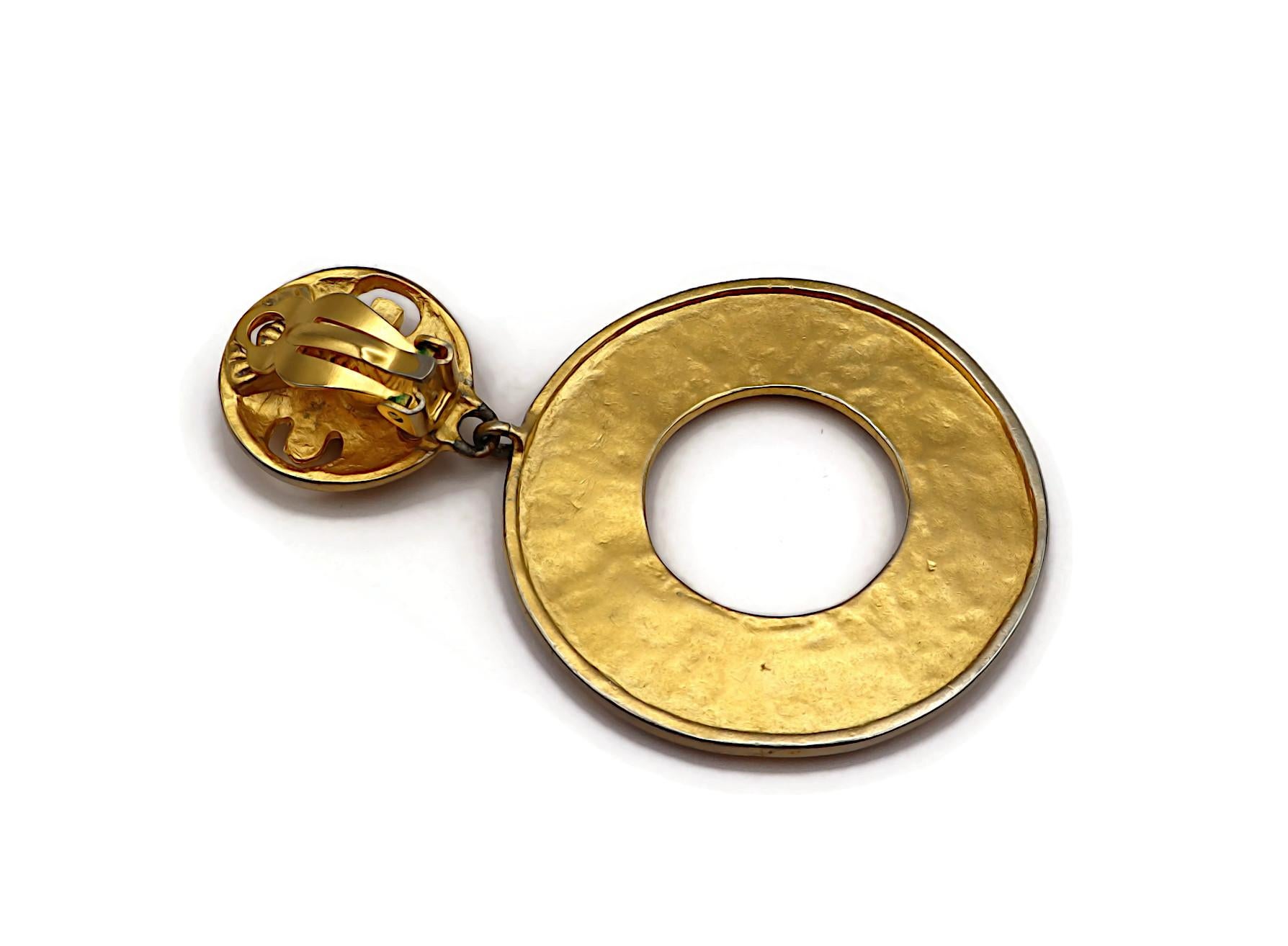 KARL LAGERFELD Vintage Gold Tone Hoop Earrings For Sale 5