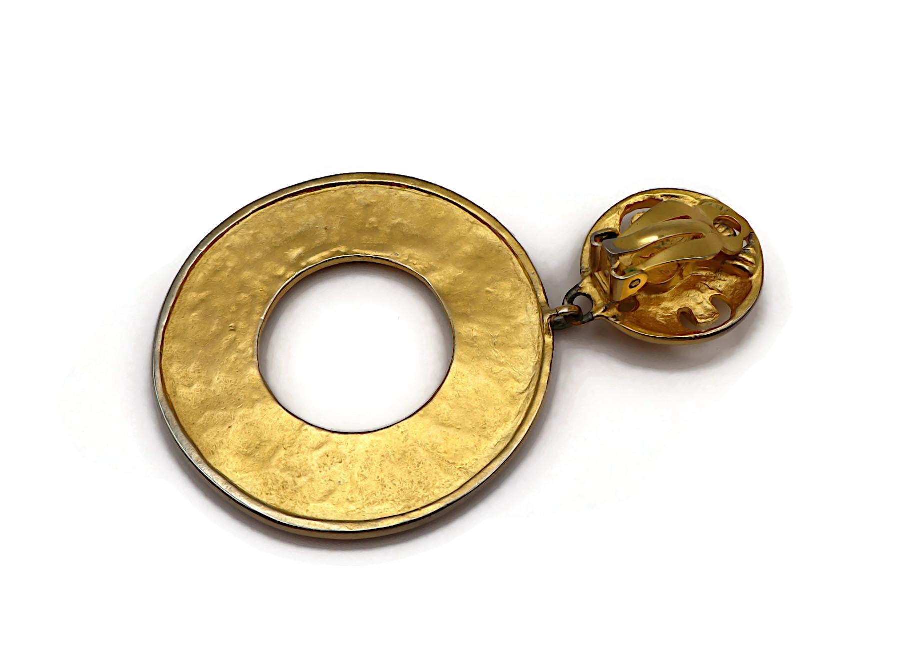 KARL LAGERFELD Vintage Gold Tone Hoop Earrings For Sale 6