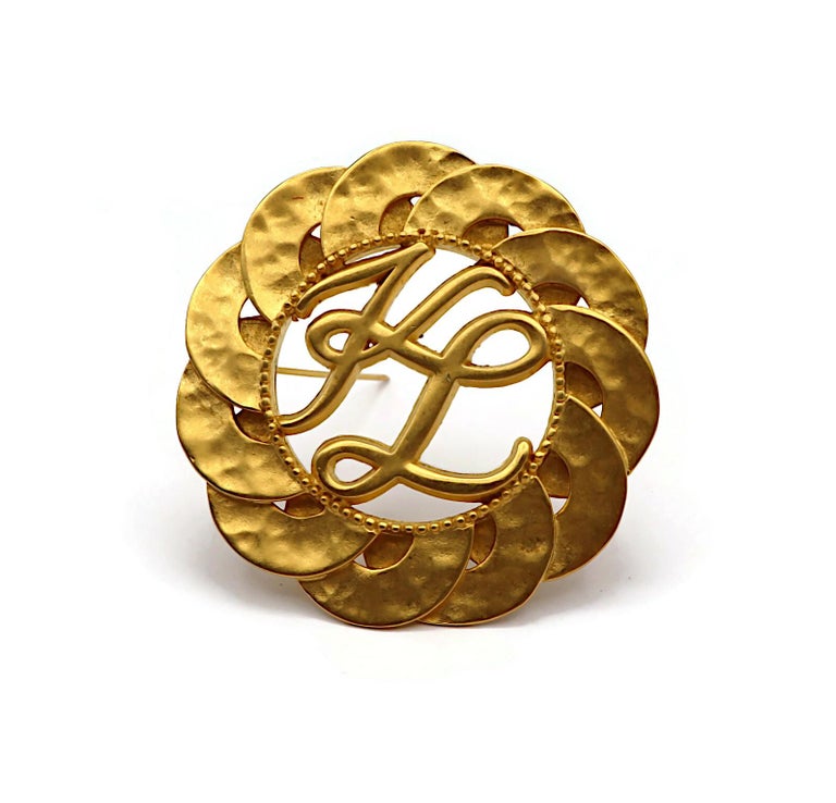 KARL LAGERFELD (Attributed To) Vintage Gold Tone KL Logo Initials