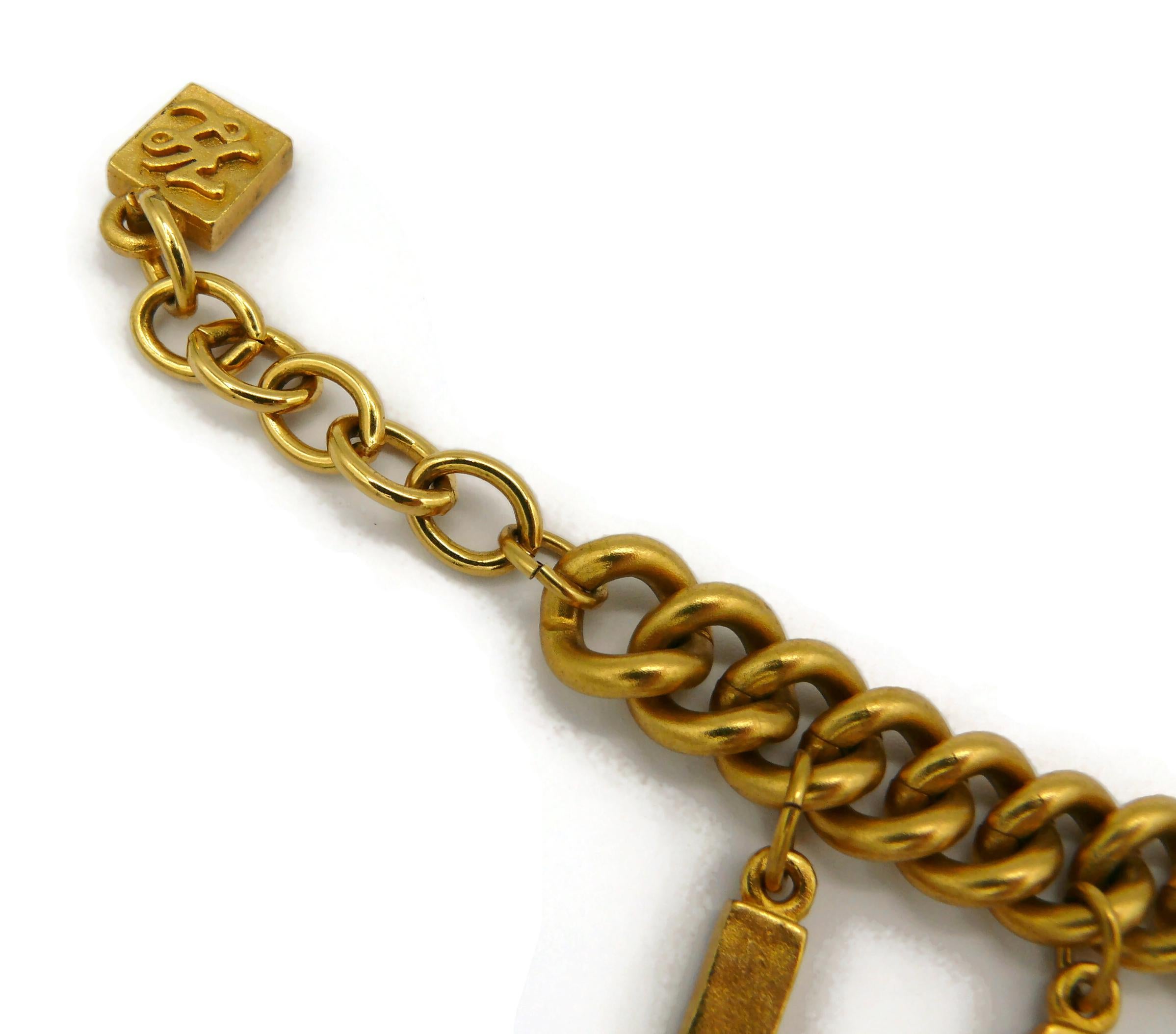 KARL LAGERFELD Vintage Gold Tone Lettering Charm Bracelet For Sale 3