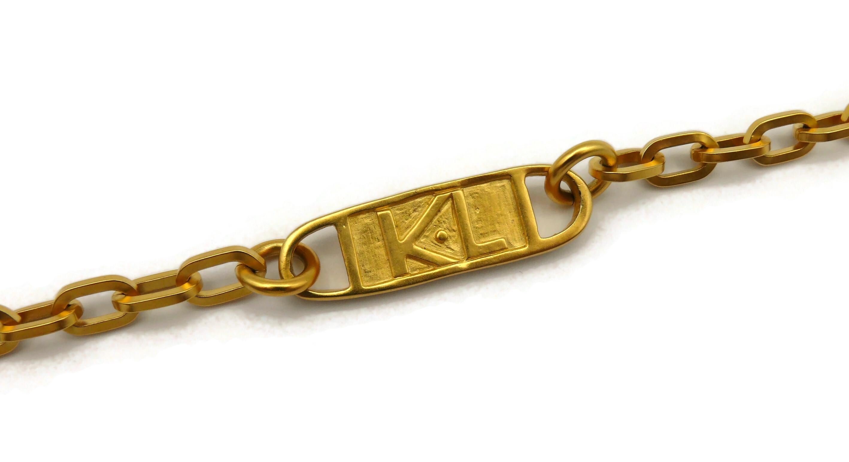KARL LAGERFELD Vintage Gold Tone Logo ID Plate Chain Bracelet For Sale 1