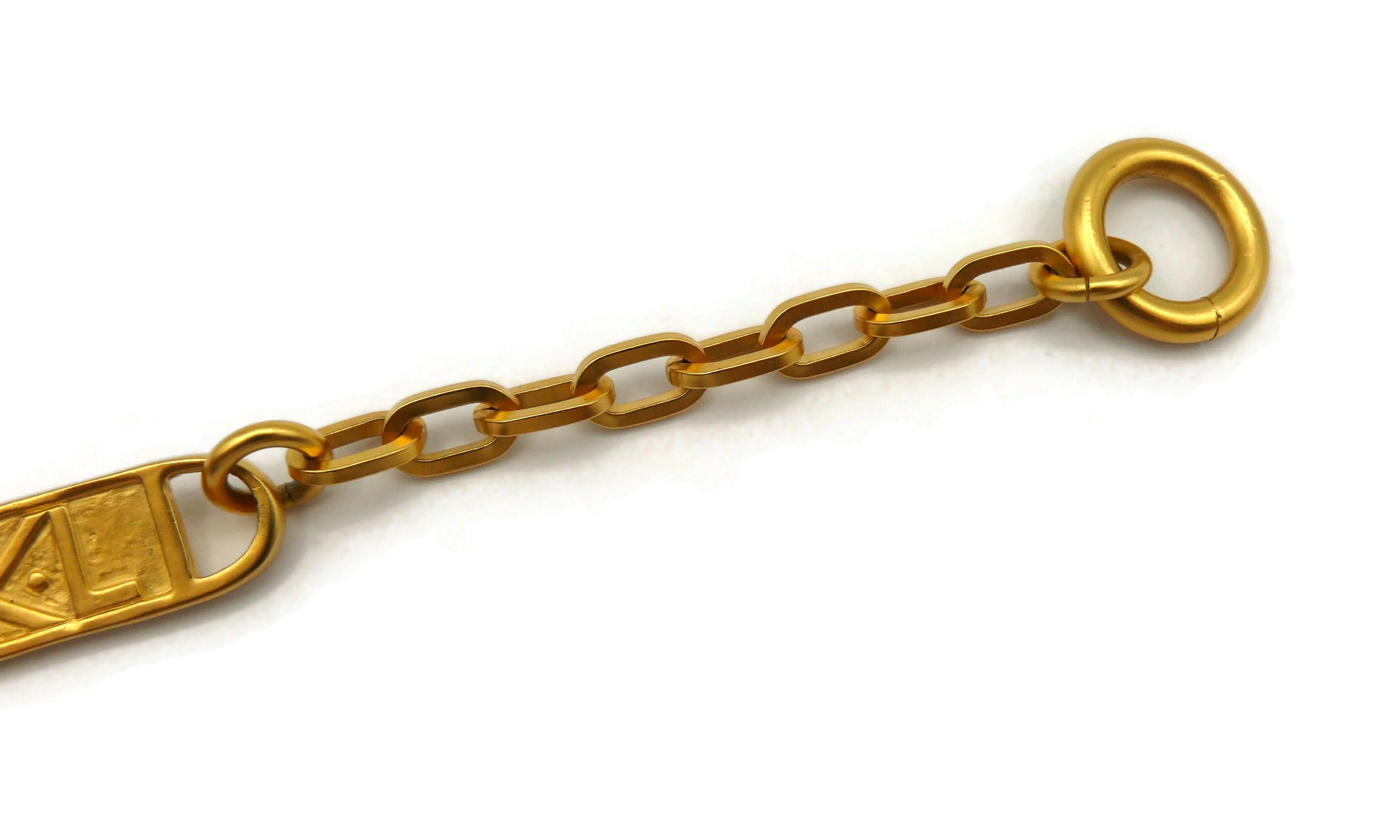 KARL LAGERFELD Vintage Gold Tone Logo ID Plate Chain Bracelet For Sale 2