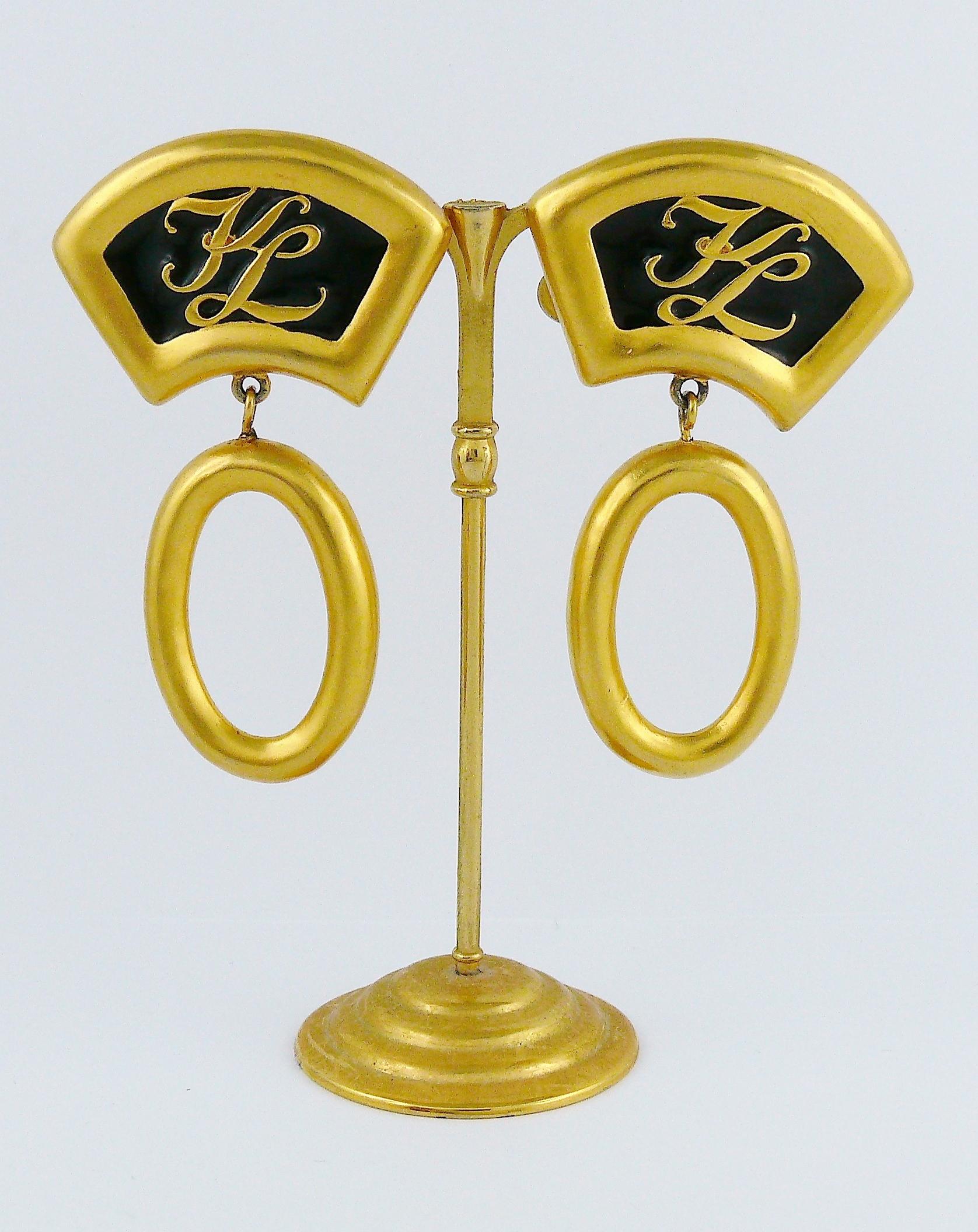 Karl Lagerfeld Vintage ikonische fächerförmige Ohrringe im Zustand „Hervorragend“ im Angebot in Nice, FR