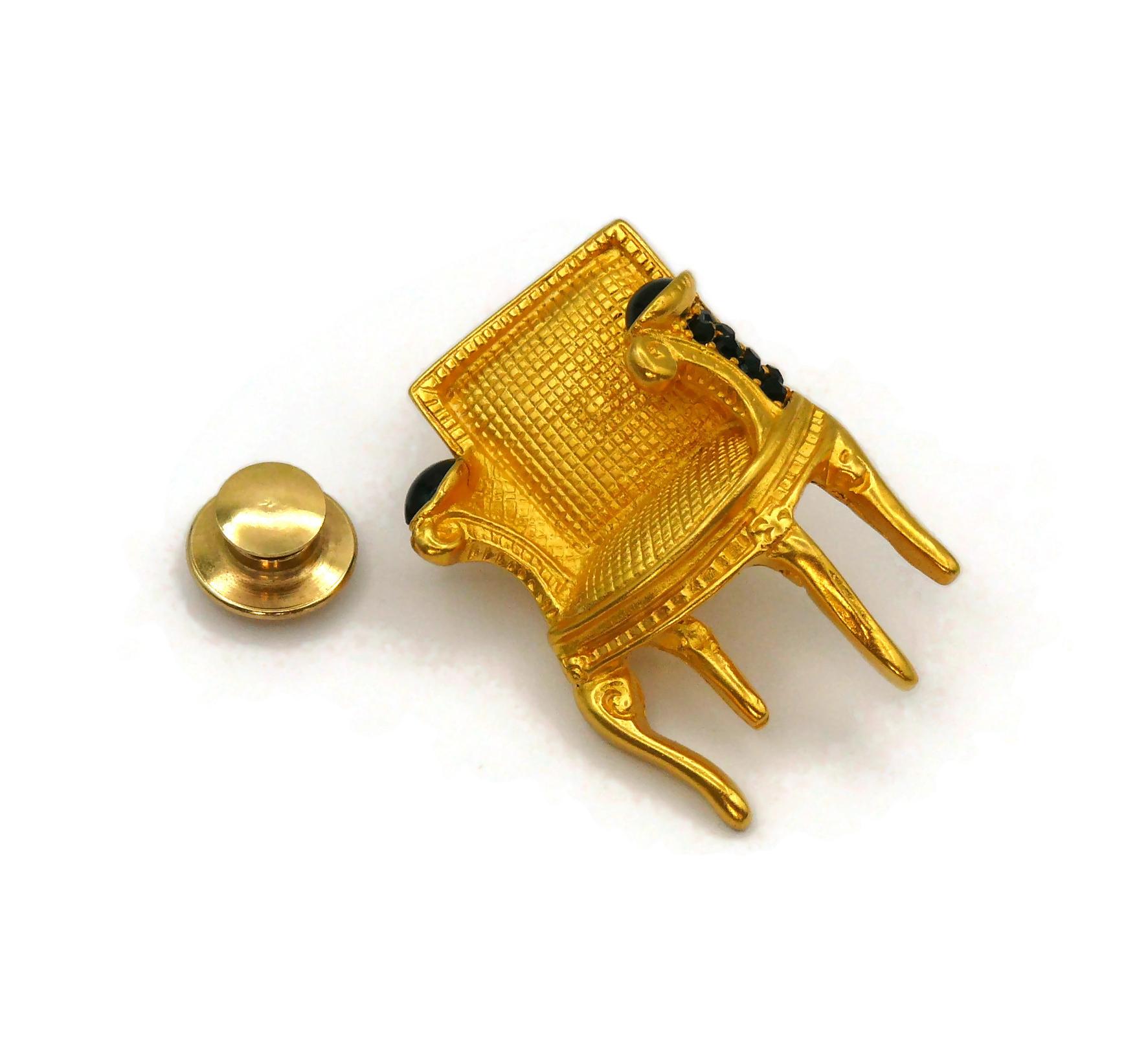KARL LAGERFELD Vintage Jeweled Armchair Pin Brooch For Sale 3
