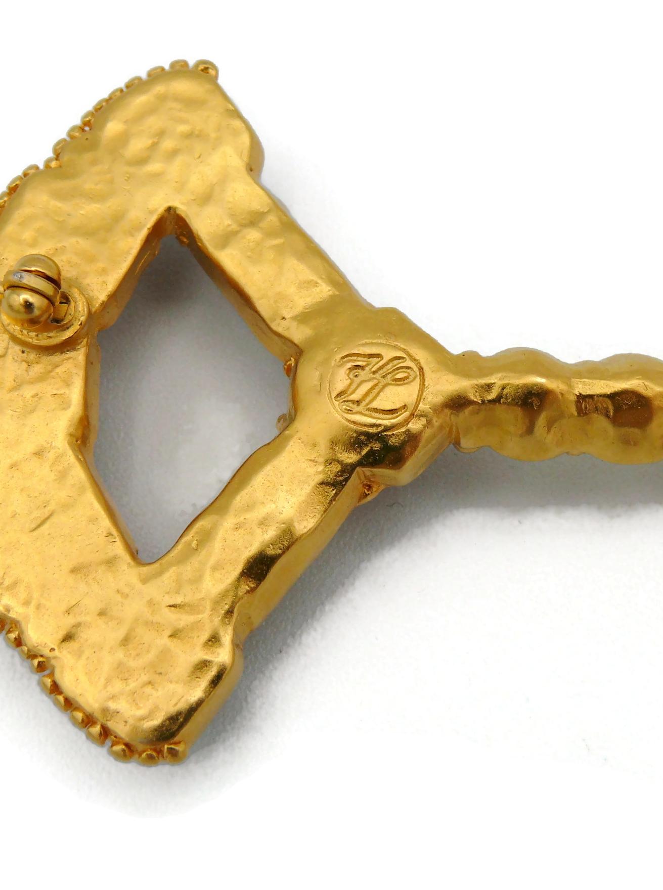KARL LAGERFELD Vintage Jewelled Key Brooch For Sale 5