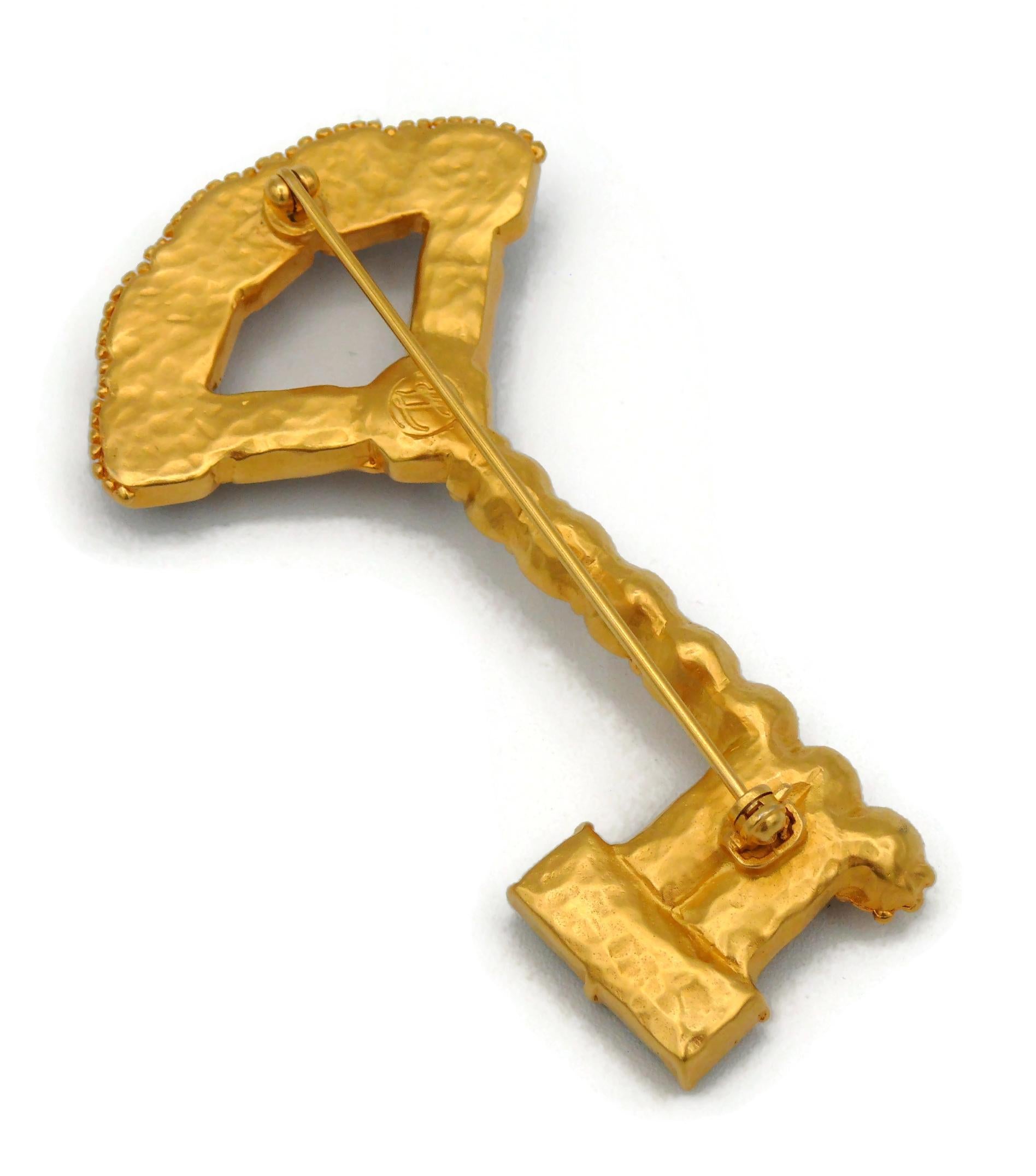 KARL LAGERFELD Vintage Jewelled Key Brooch For Sale 4