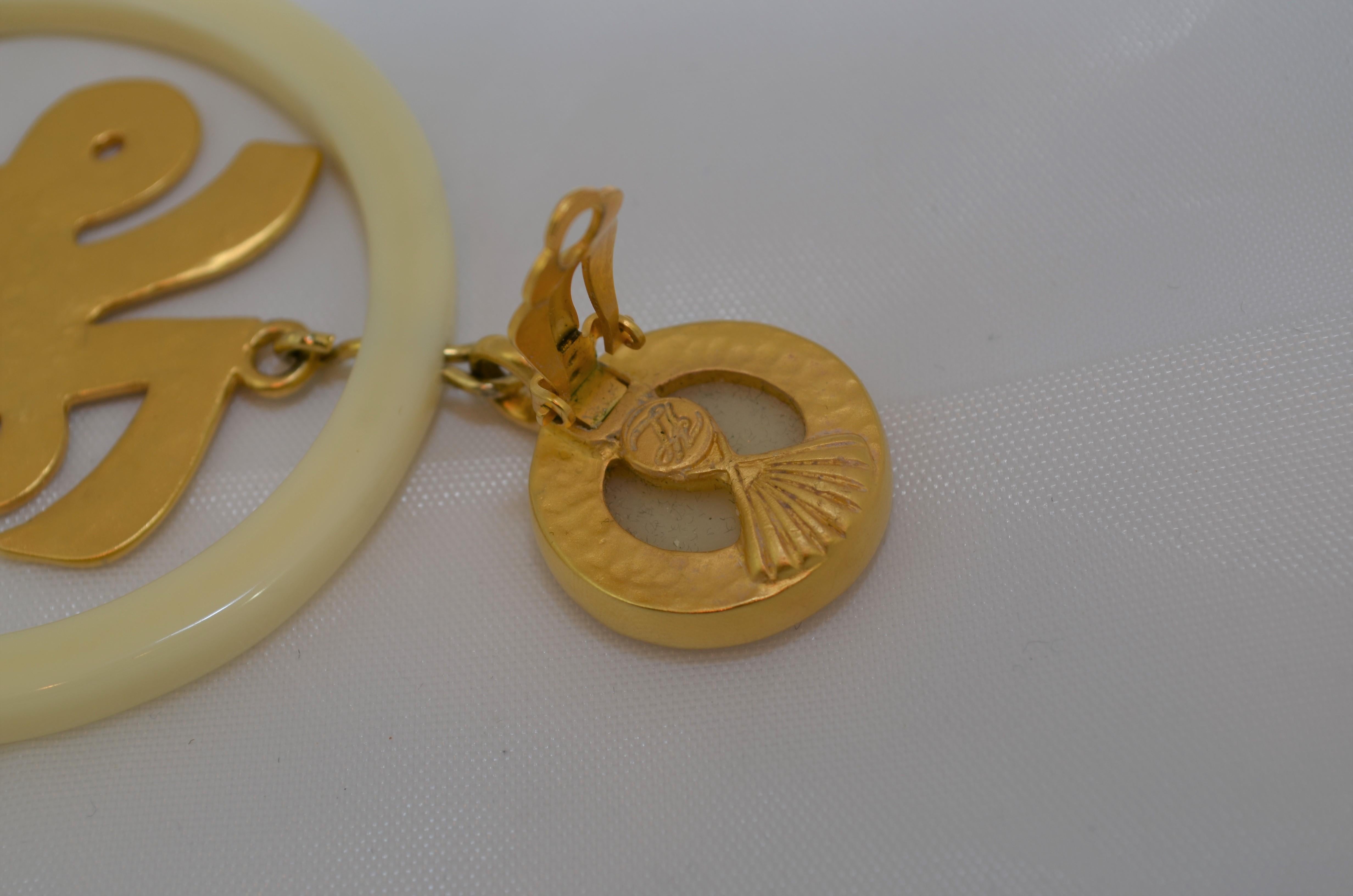 Karl Lagerfeld Vintage KL Lucite with Gold Hoop Earrings In Excellent Condition In Carmel, CA