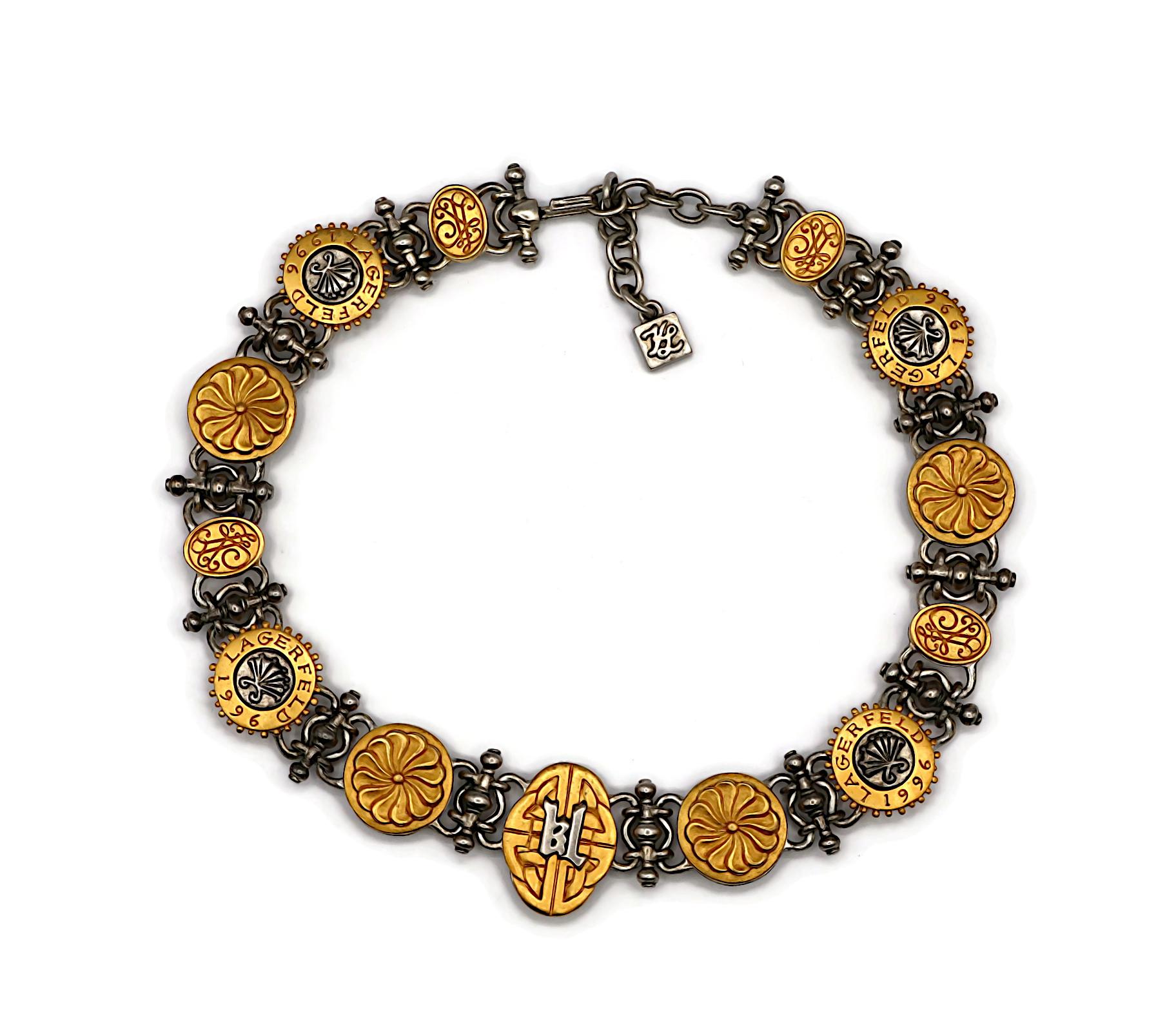 Collana con medaglione con logo vintage di Karl Lagerfeld, 1996 In condizioni buone in vendita a Nice, FR