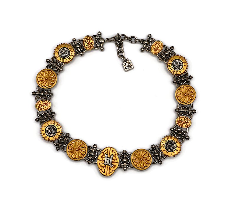 KARL LAGERFELD Vintage Logo Medallion Necklace, 1996 For Sale at