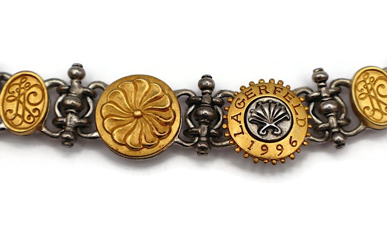 KARL LAGERFELD Vintage Logo Medallion Necklace, 1996 For Sale at