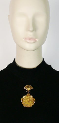 Karl Lagerfeld Vintage Massive Gold Toned Wax Seal and Fan Brooch