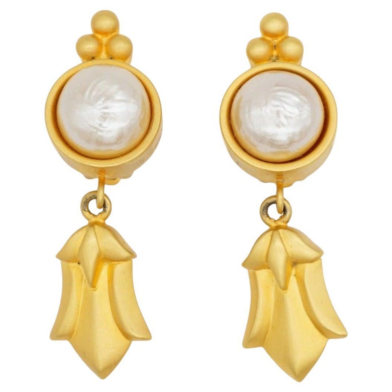 Boucles D’oreilles Karl Lagerfeld Vintage – Modèle Couture – Fermoir Clip – Doré