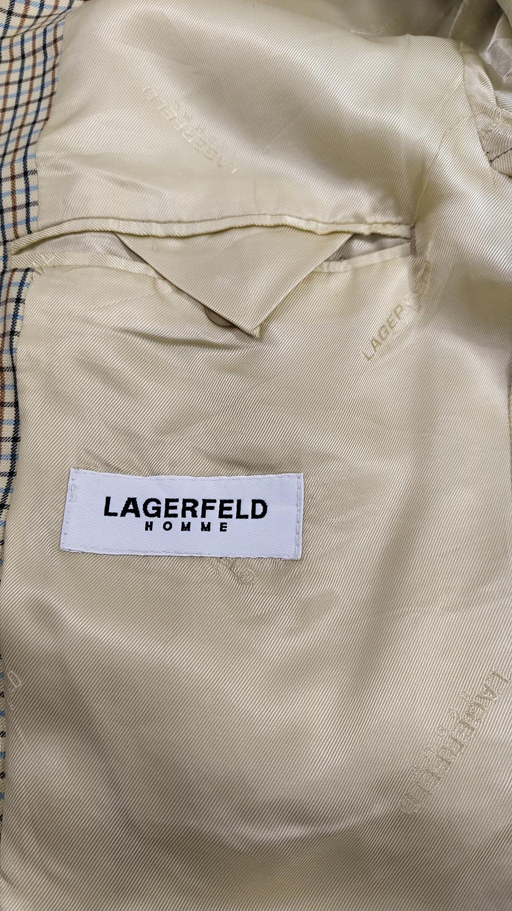 Karl Lagerfeld Vintage Mens Virgin Wool & Silk Checked Sport Coat, 1990s For Sale 2