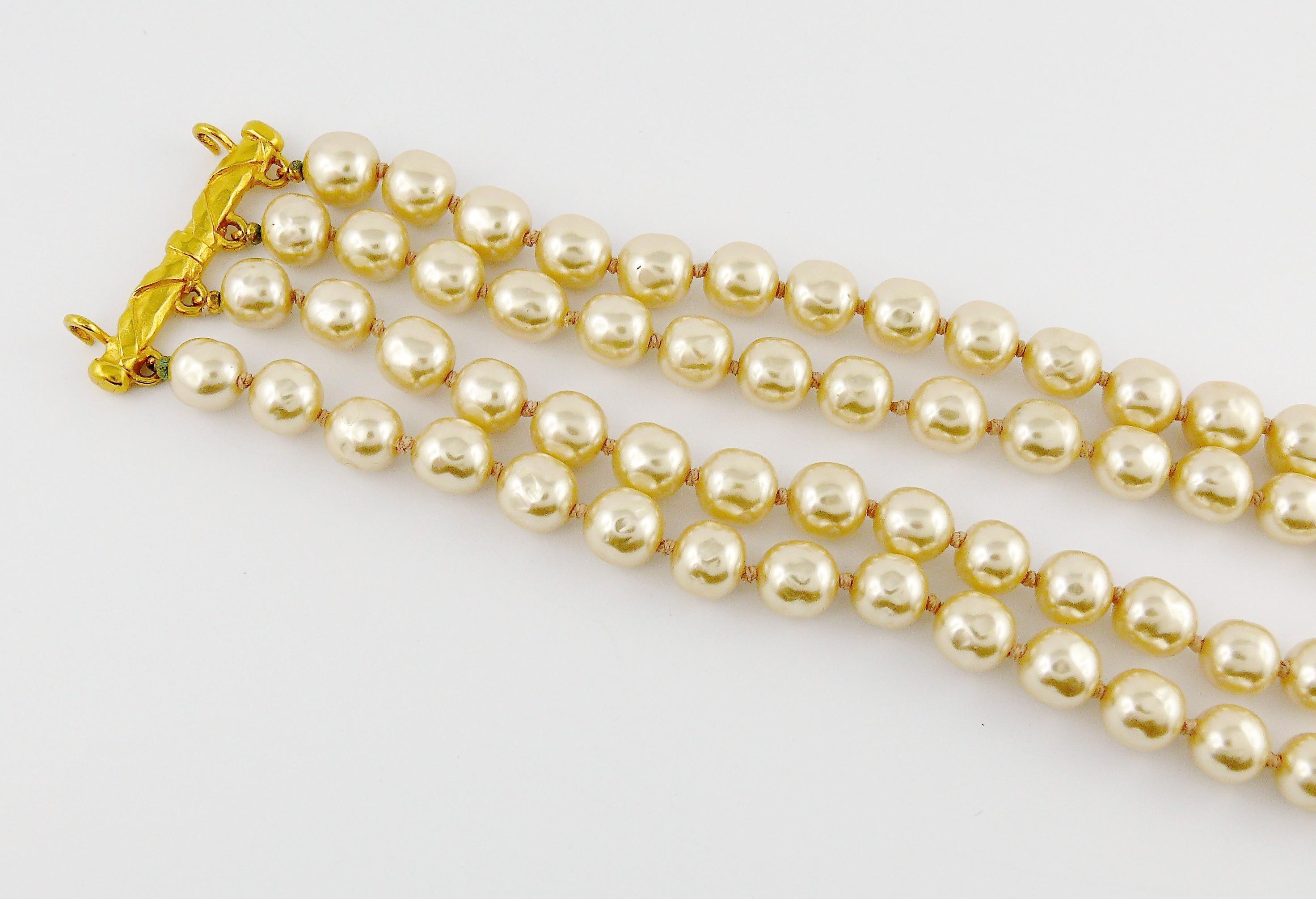 Women's Karl Lagerfeld Vintage Multi Layer Pearl Choker Necklace