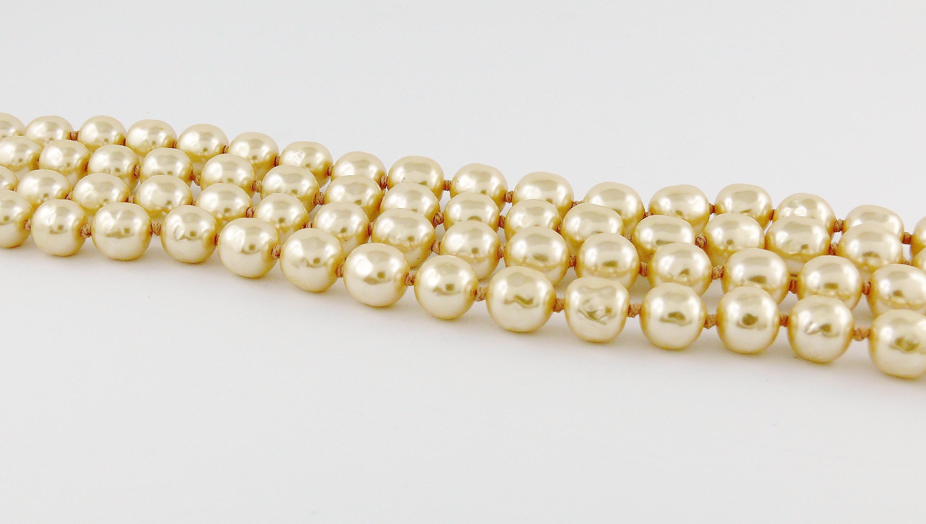 Karl Lagerfeld Vintage Multi Layer Pearl Choker Necklace 2