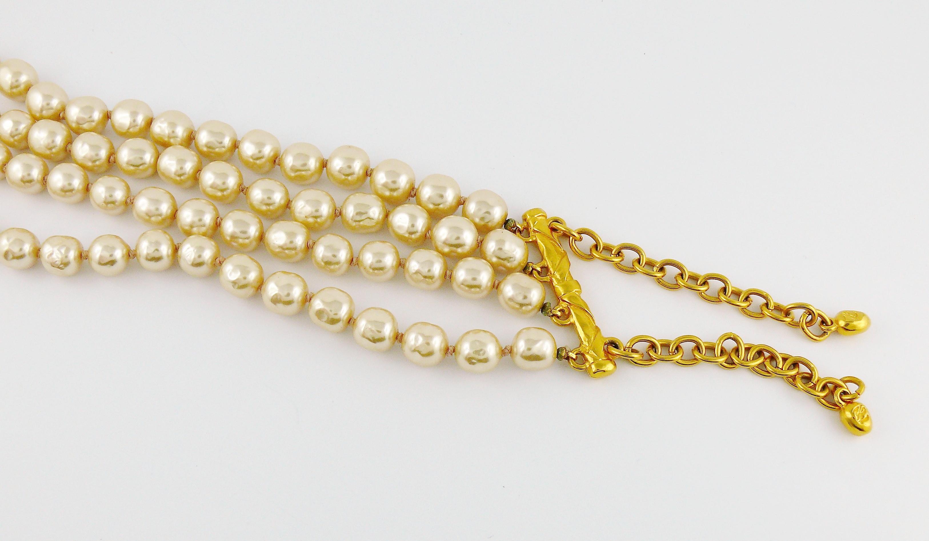 Karl Lagerfeld Vintage Multi Layer Pearl Choker Necklace 3