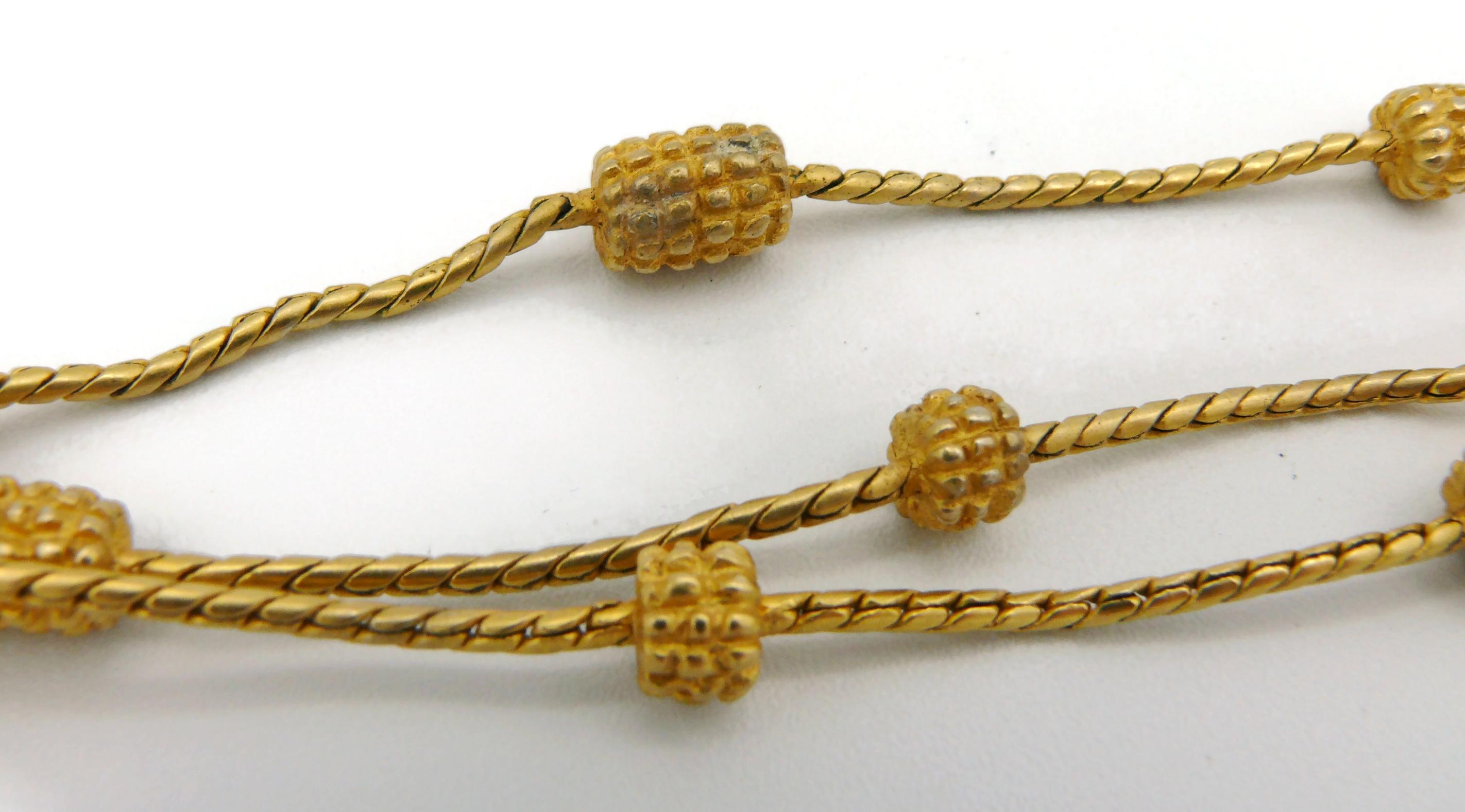 Karl Lagerfeld Vintage Multistrand Gold Toned Necklace For Sale 5