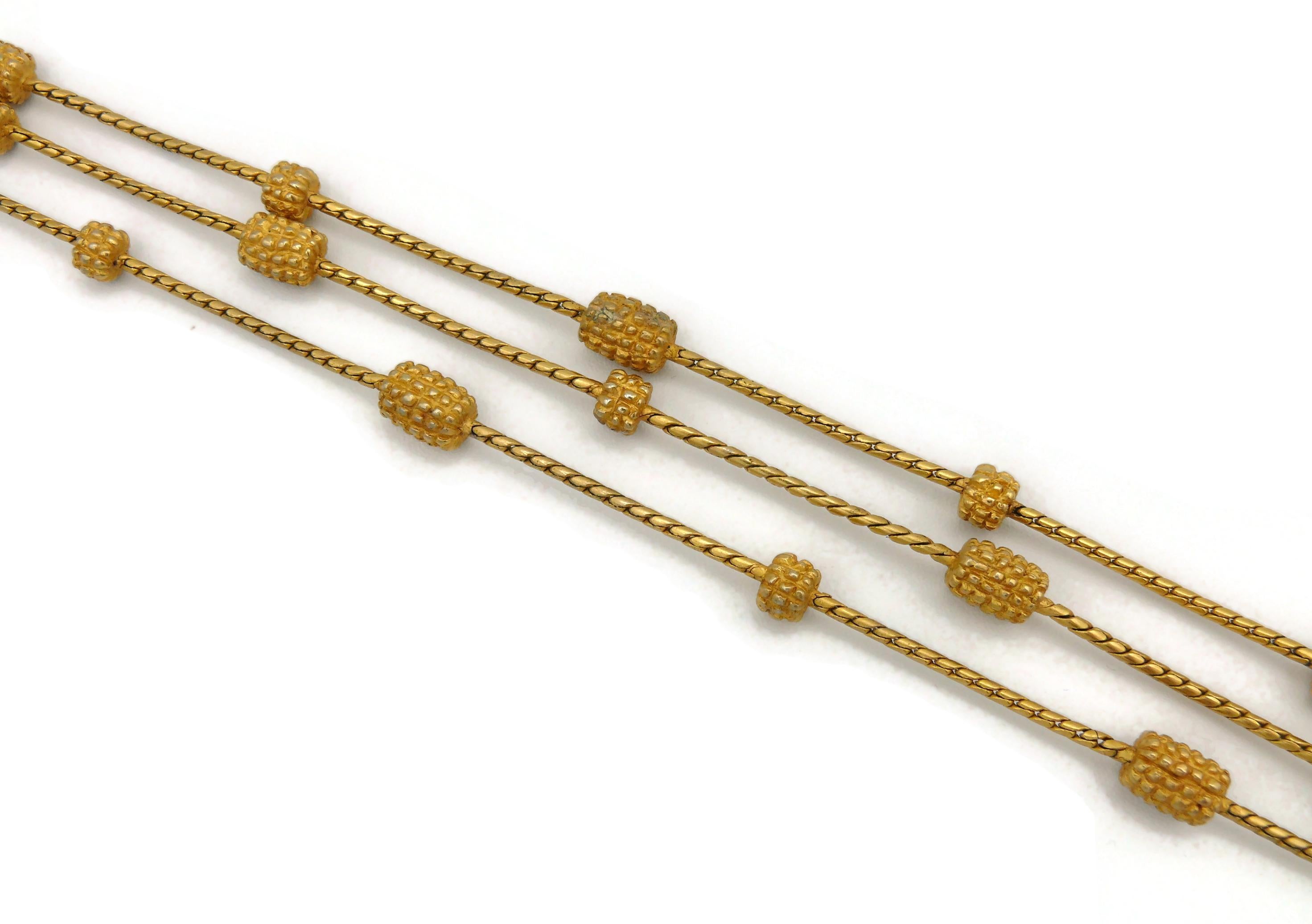 Karl Lagerfeld Vintage Multistrand Gold Toned Necklace In Good Condition For Sale In Nice, FR