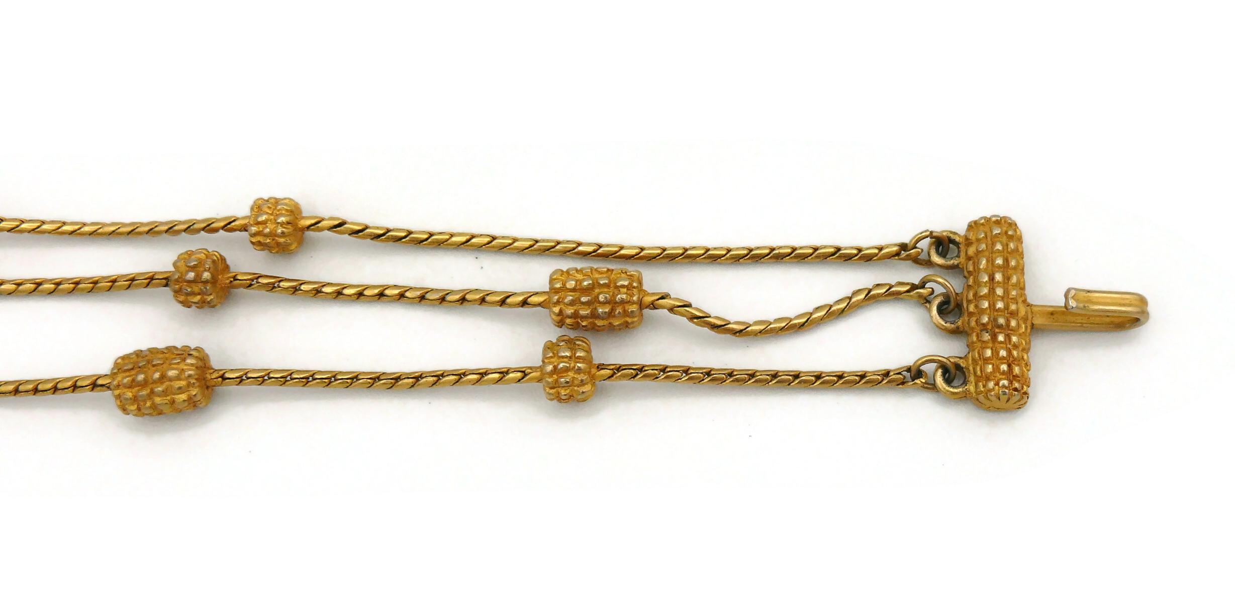 Karl Lagerfeld Vintage Multistrand Gold Toned Necklace For Sale 1