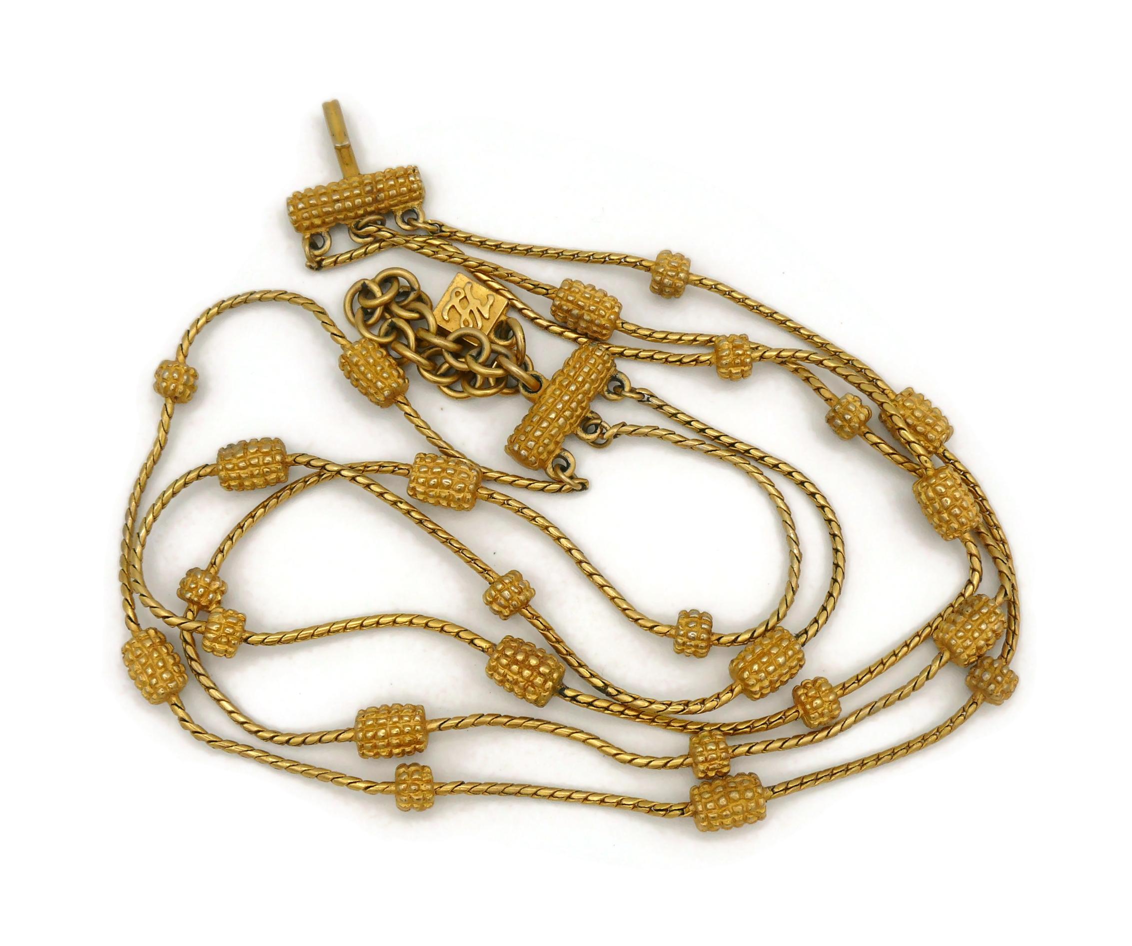 Karl Lagerfeld Vintage Multistrand Gold Toned Necklace For Sale 2
