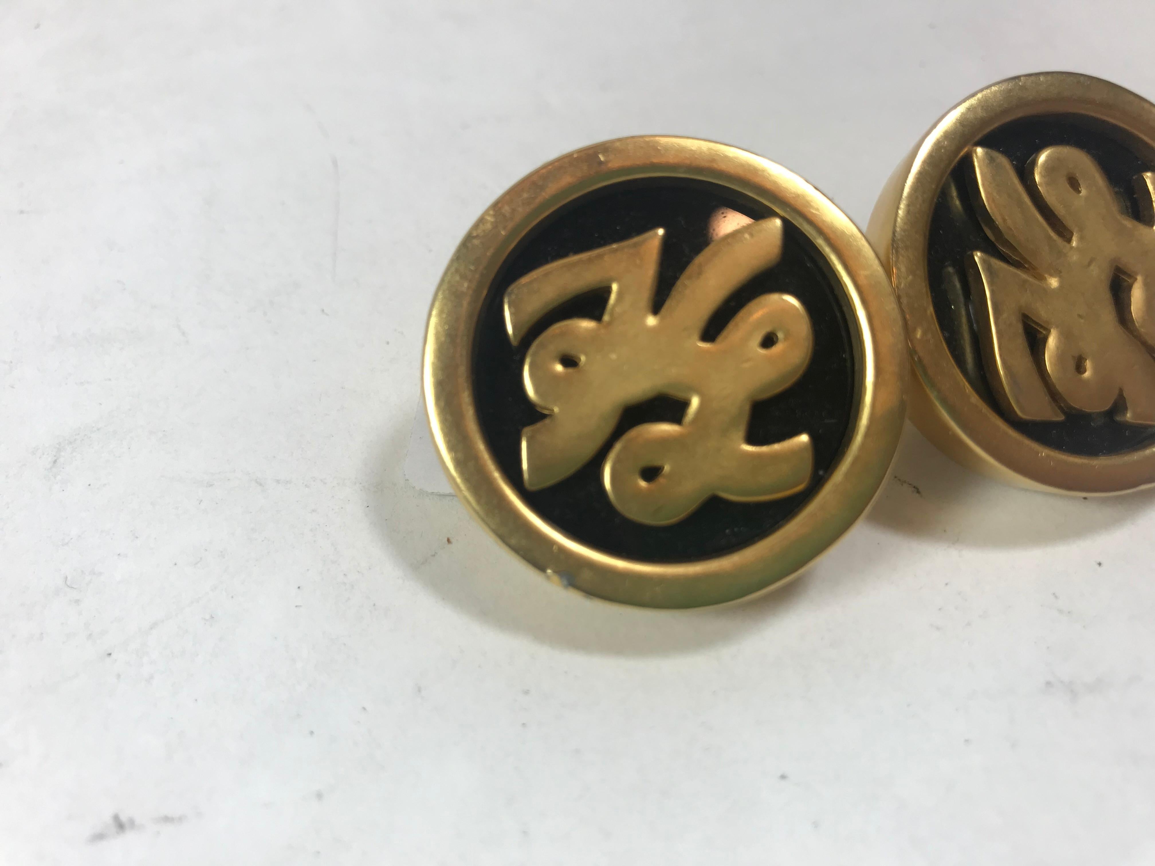 Women's or Men's Karl Lagerfeld Vintage Oversized Monogram Clip-On Earrings For Sale