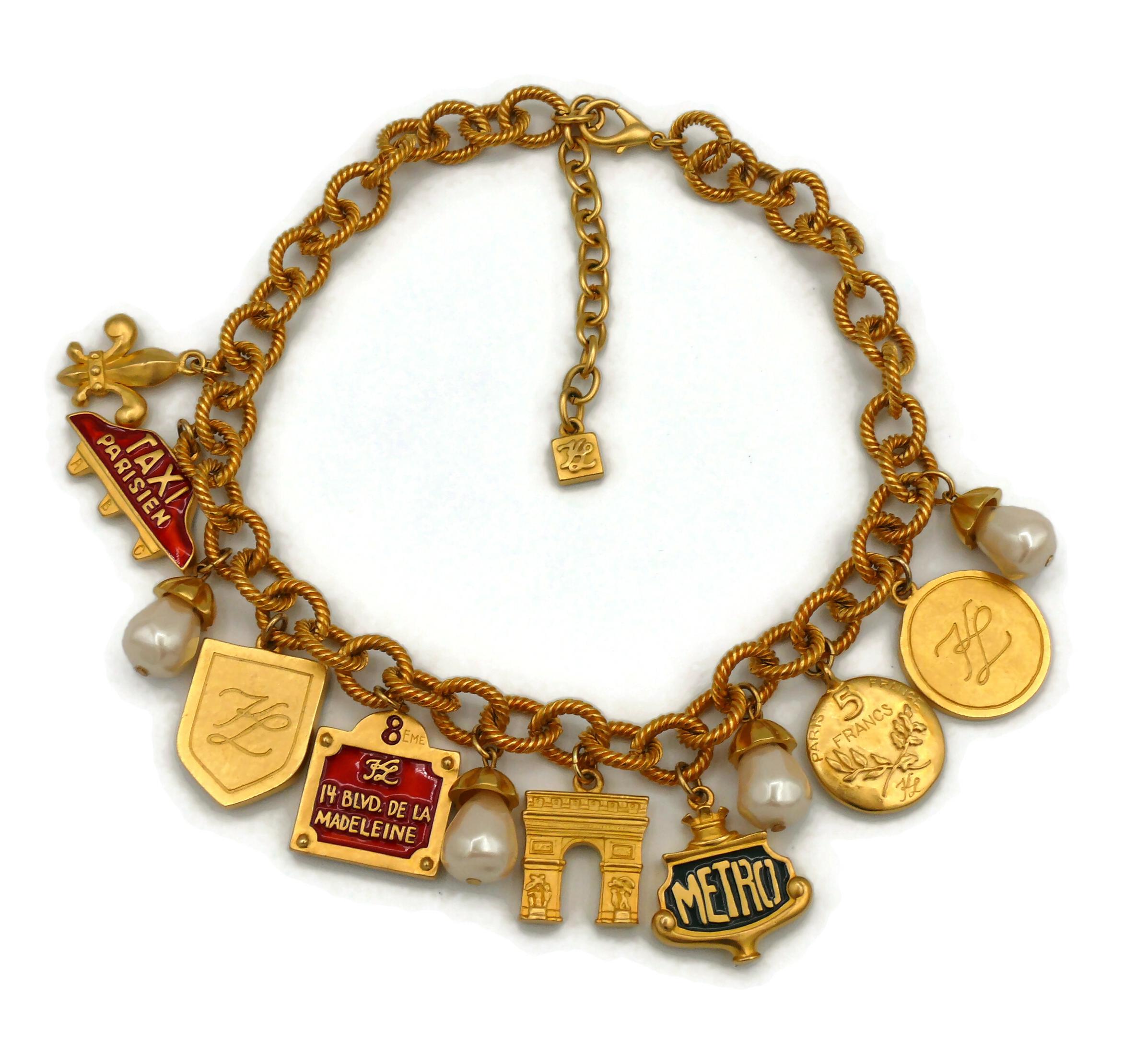KARL LAGERFELD Vintage Paris Tribute Charm Necklace 3