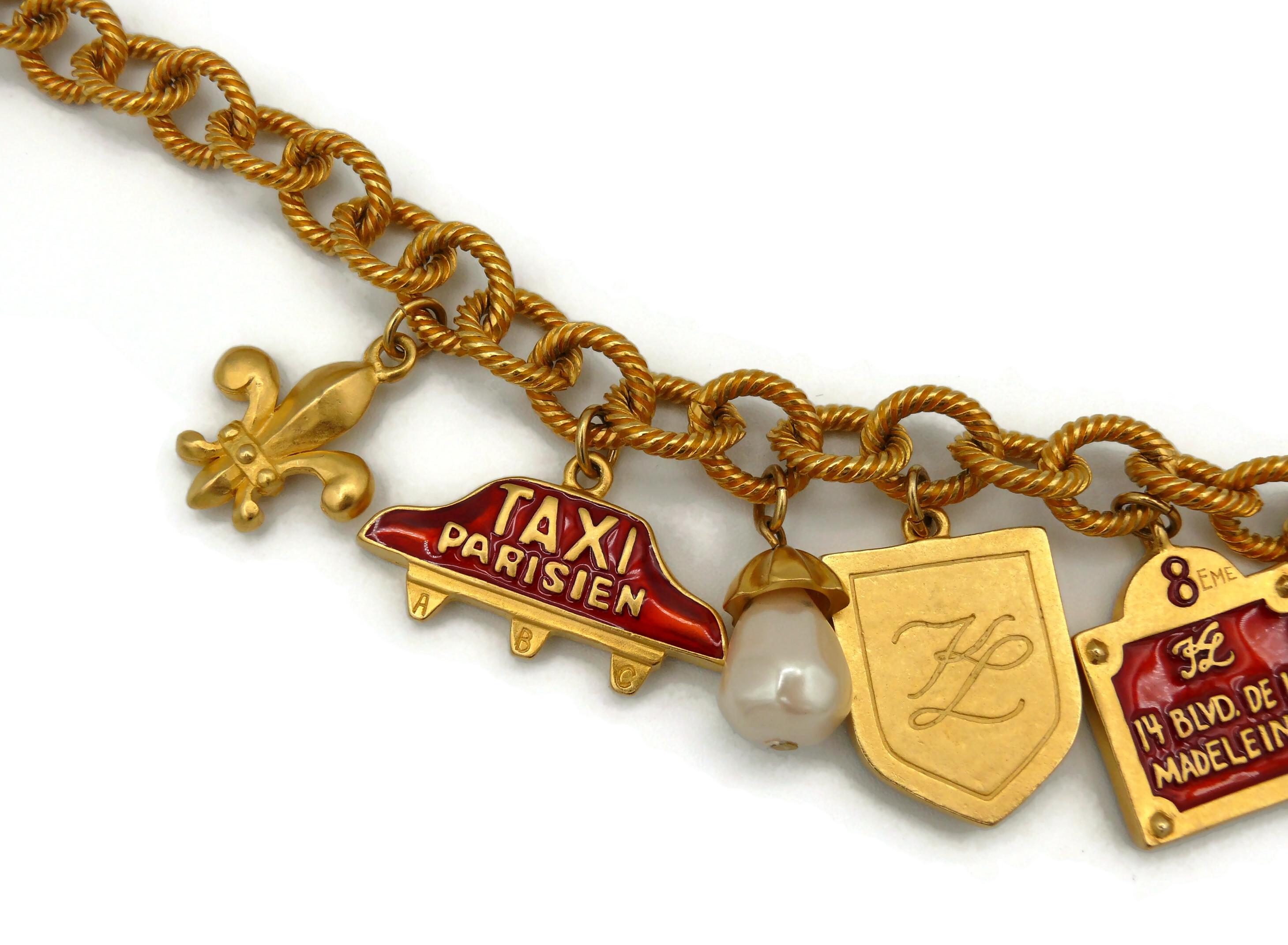 KARL LAGERFELD Vintage Paris Tribute Charm Necklace 6