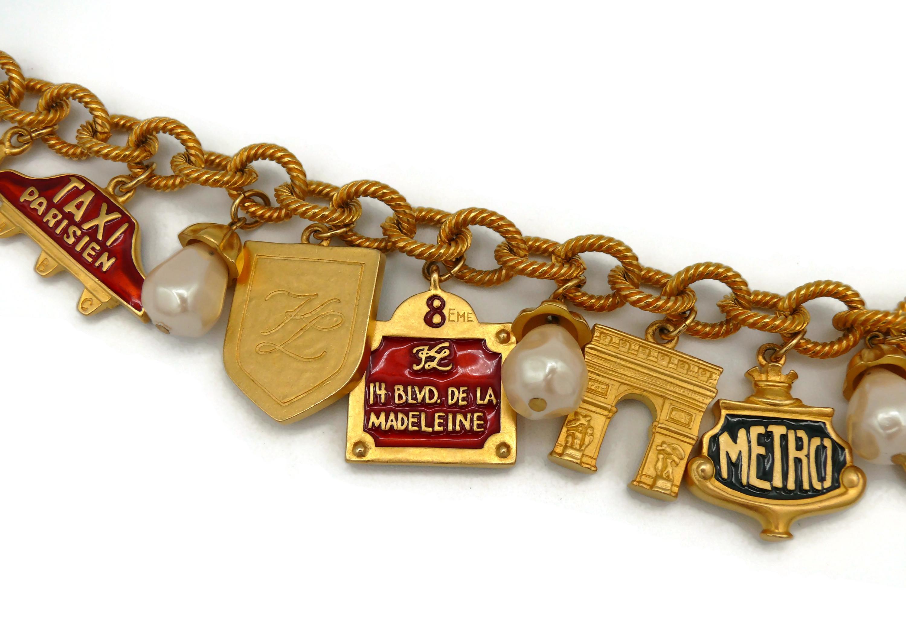 KARL LAGERFELD Vintage Paris Tribute Charm Necklace 7