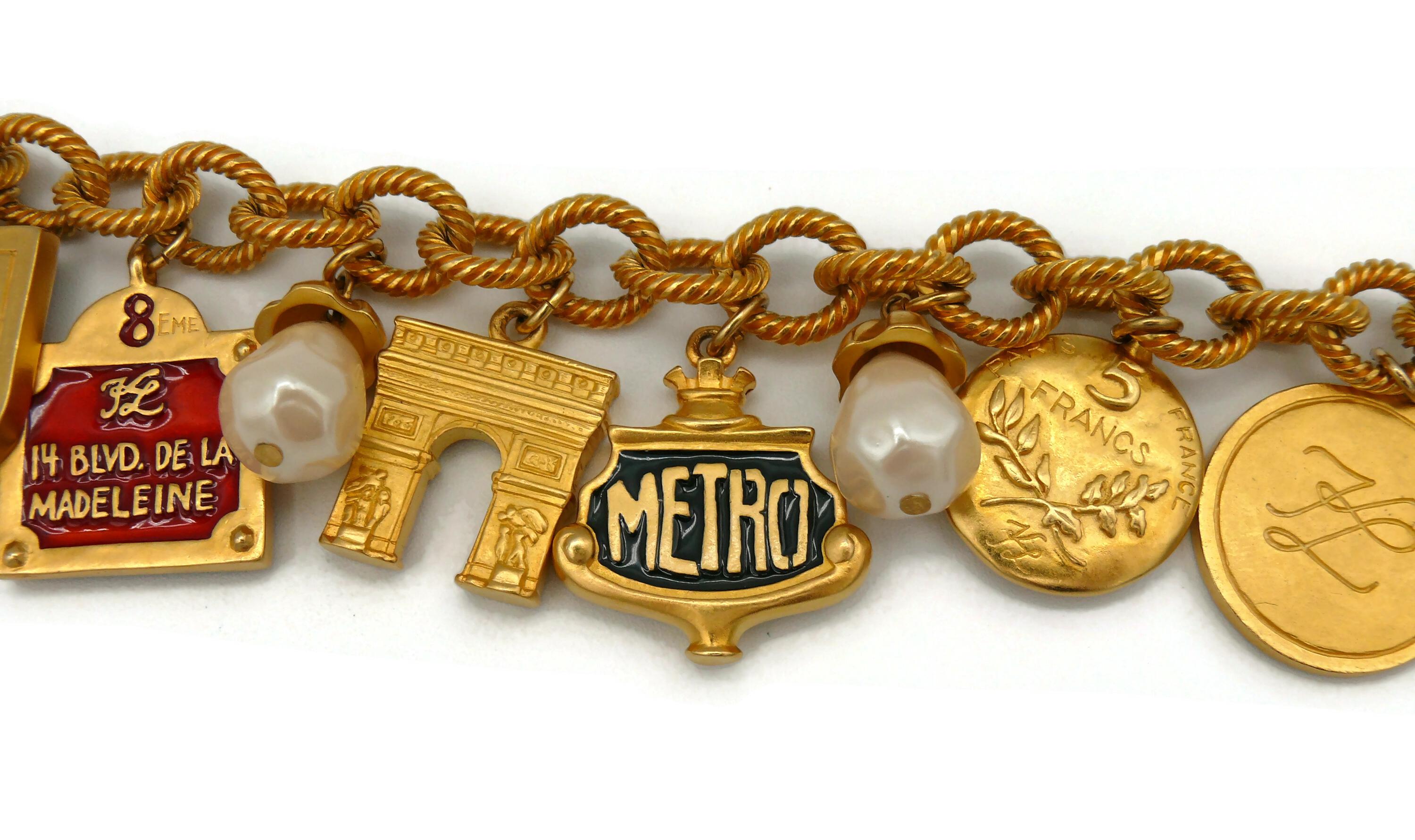 KARL LAGERFELD Vintage Paris Tribute Charm Necklace 8