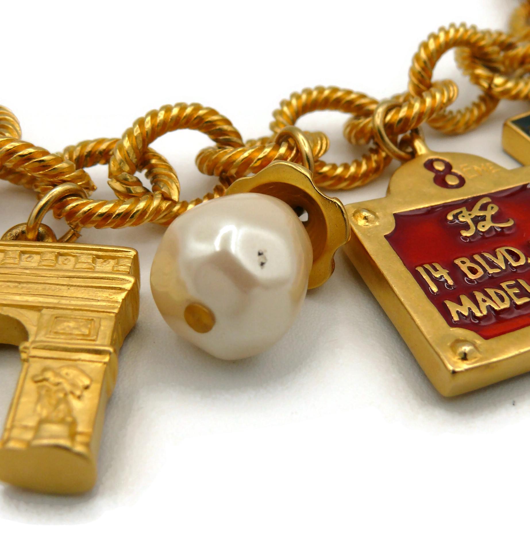 KARL LAGERFELD Vintage Paris Tribute Charm Necklace 13