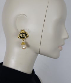 KARL LAGERFELD Vintage Parisian Metro Station Sign Dangle Earrings