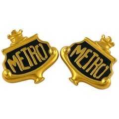 Karl Lagerfeld Vintage Parisian Metro Station Sign Earrings