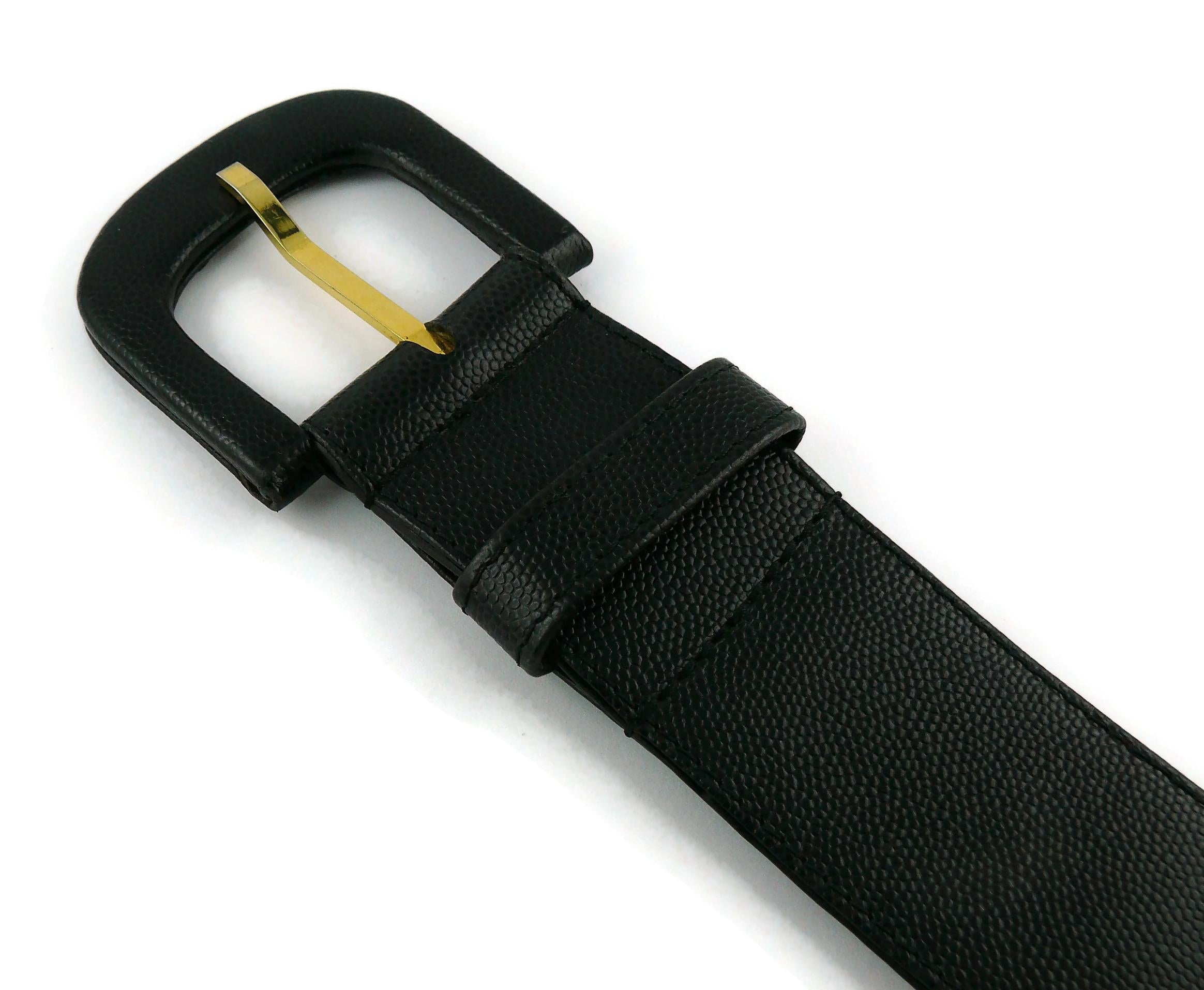 Karl Lagerfeld Vintage Spelled Letters Black Caviar Leather Belt 4