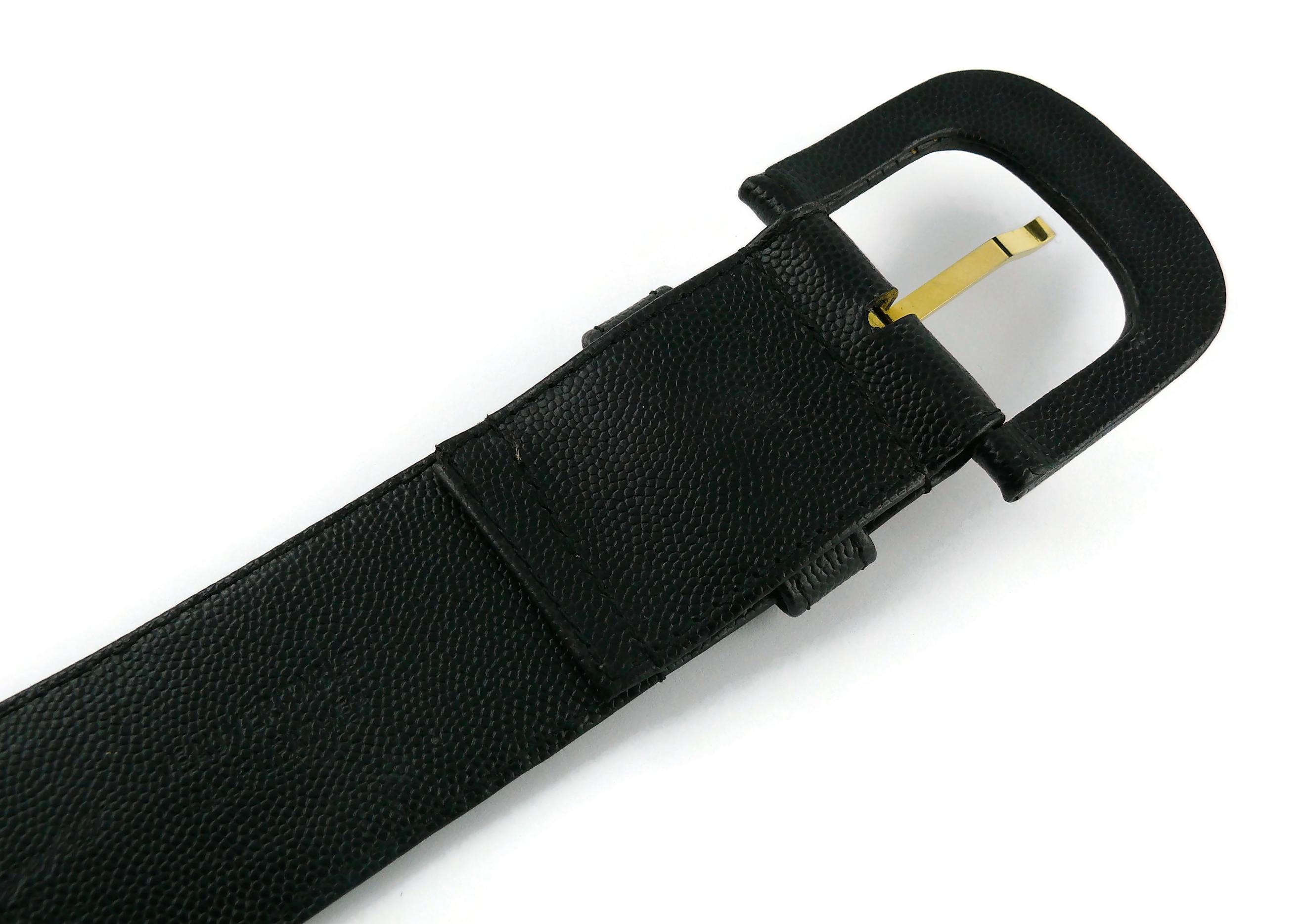 Karl Lagerfeld Vintage Spelled Letters Black Caviar Leather Belt 9