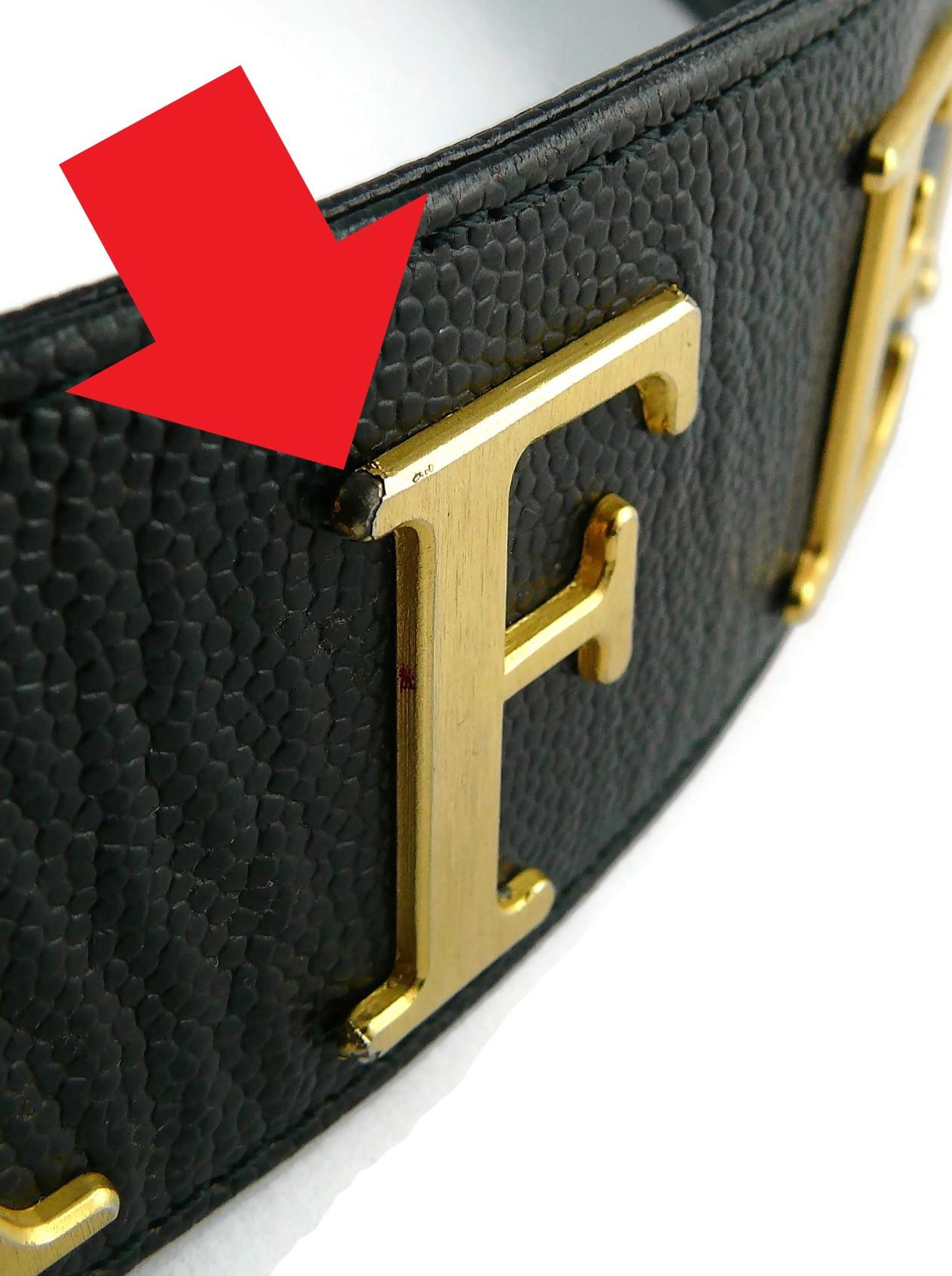 Karl Lagerfeld Vintage Spelled Letters Black Caviar Leather Belt 12