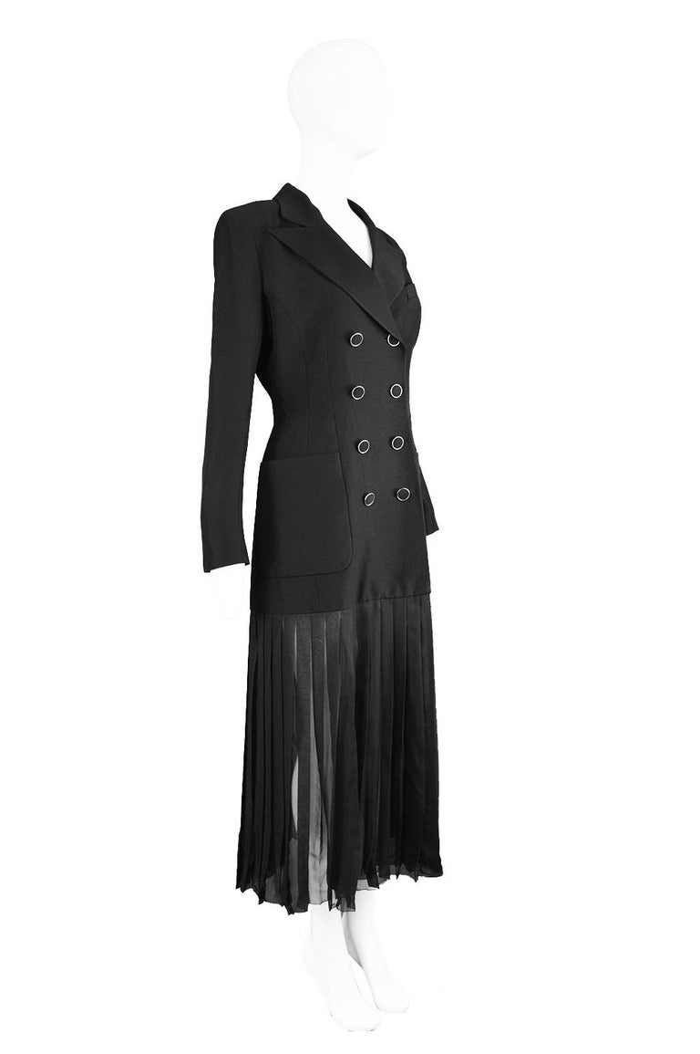 Karl Lagerfeld Vintage Tuxedo Pleated Black Chiffon Runway ...