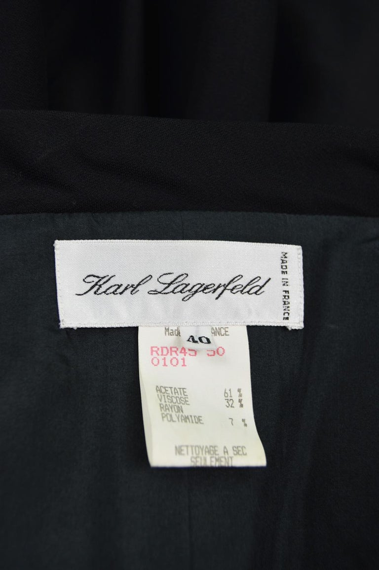 Karl Lagerfeld Vintage Tuxedo Pleated Black Chiffon Runway Maxi Jacket ...
