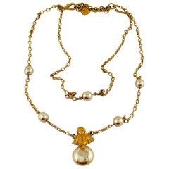 Karl Lagerfeld Vintage Zweistöckige Cherub Perlenkette