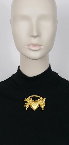 Karl Lagerfeld Vintage Virtuf Est Denum Dei Herz Engel Gold getönte Brosche