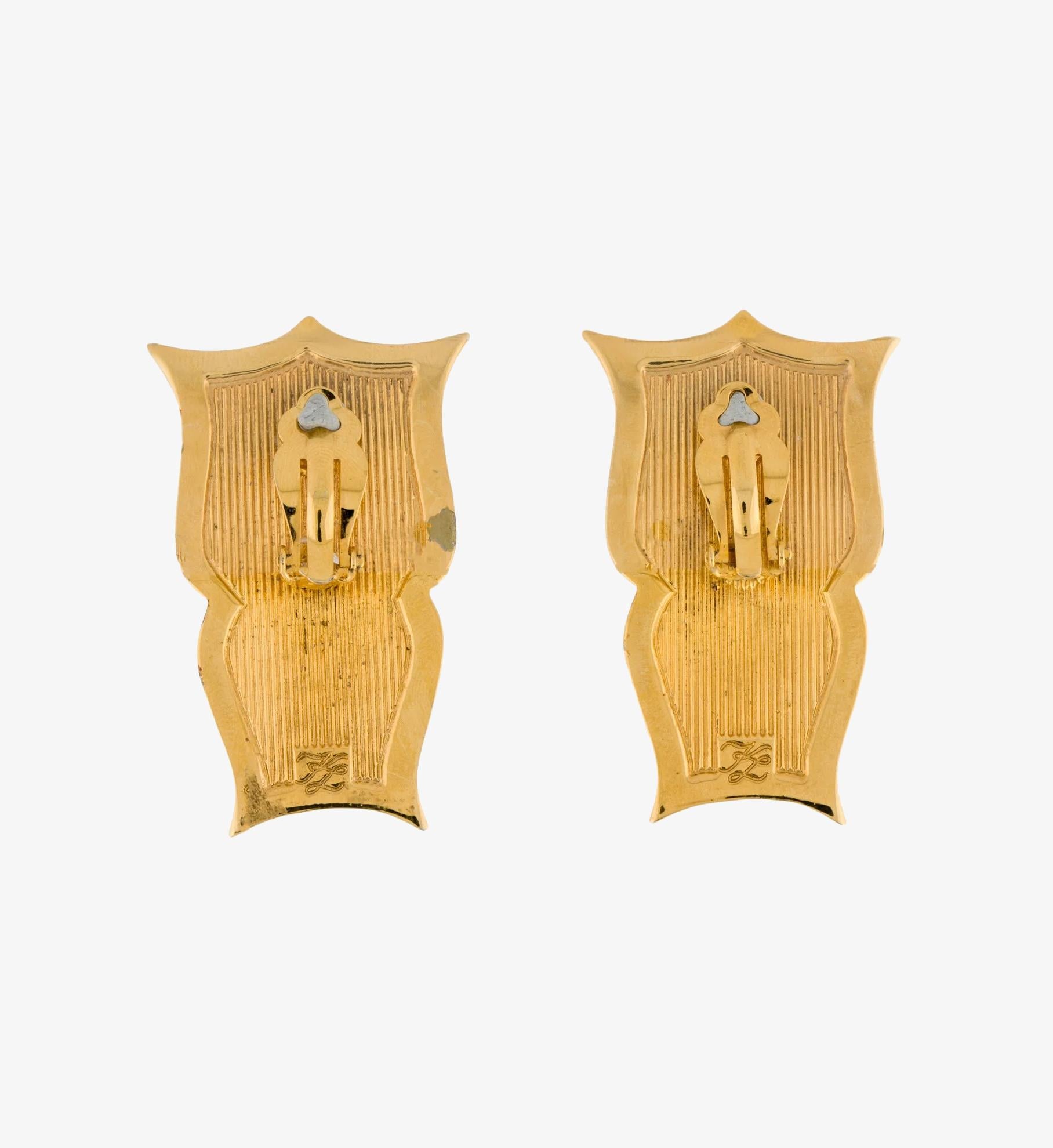 Women's Karl Lagerfeld Vvntage leather clip-on earrings For Sale