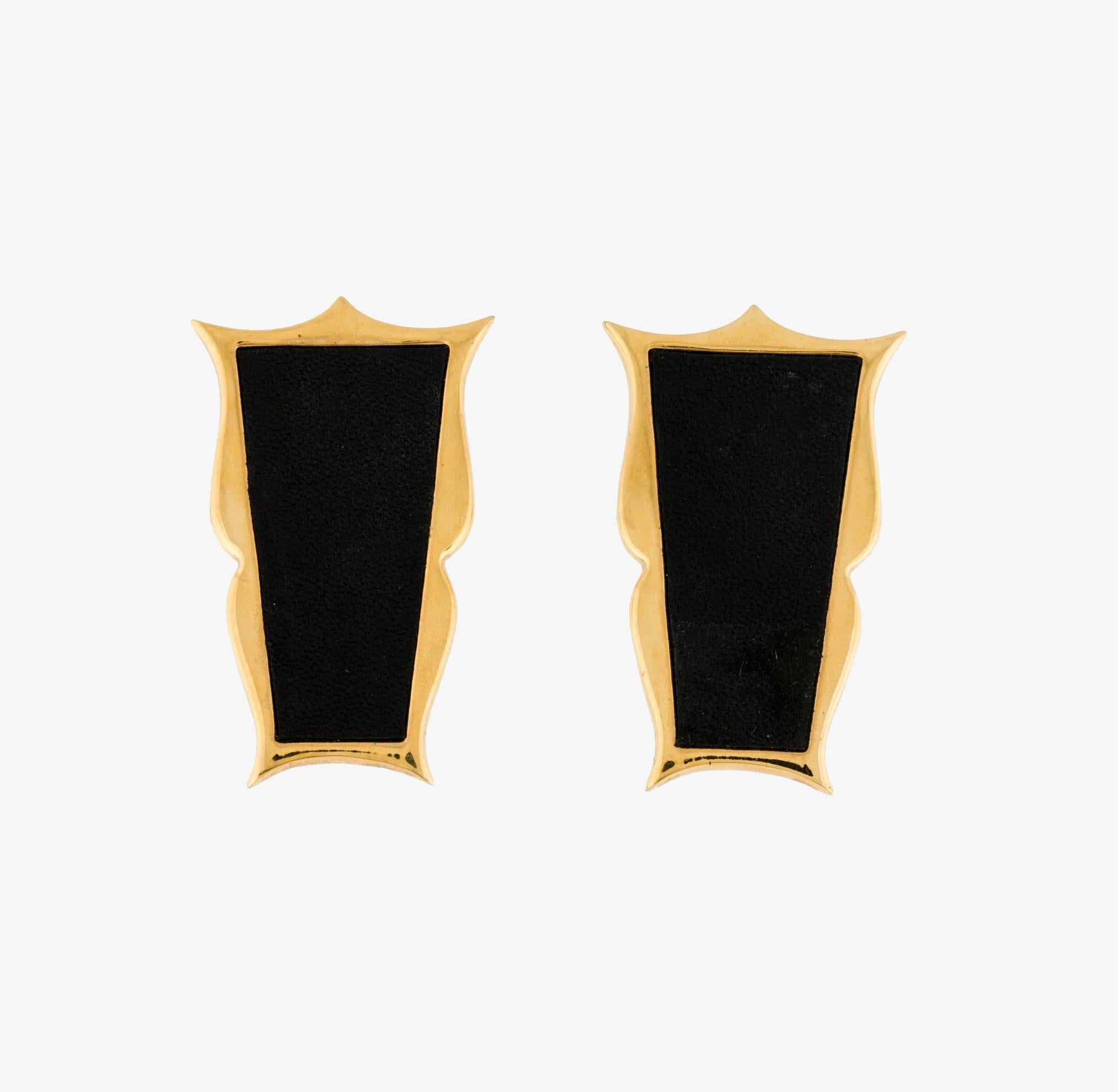 Karl Lagerfeld Vvntage leather clip-on earrings For Sale 1