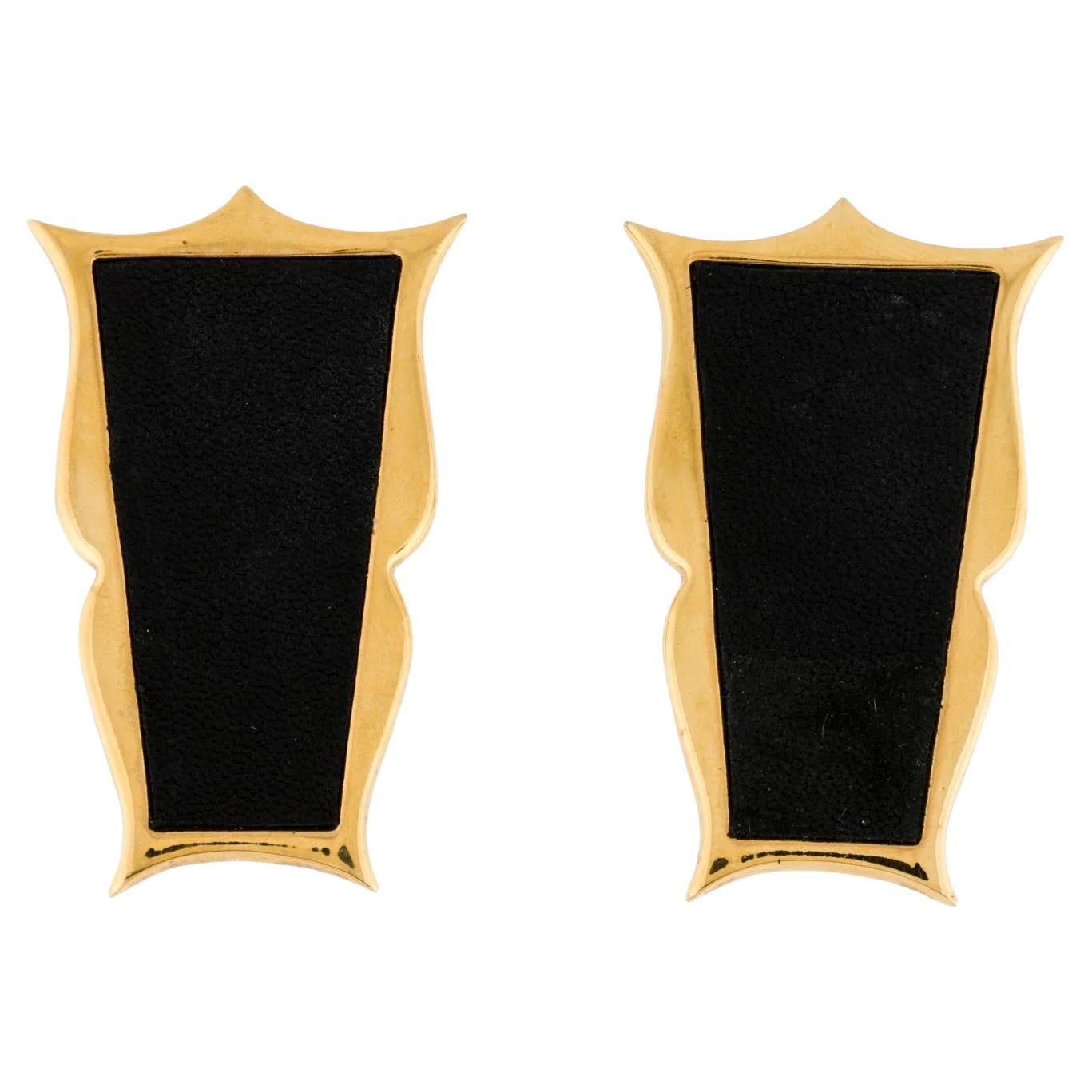 Karl Lagerfeld Vvntage leather clip-on earrings For Sale