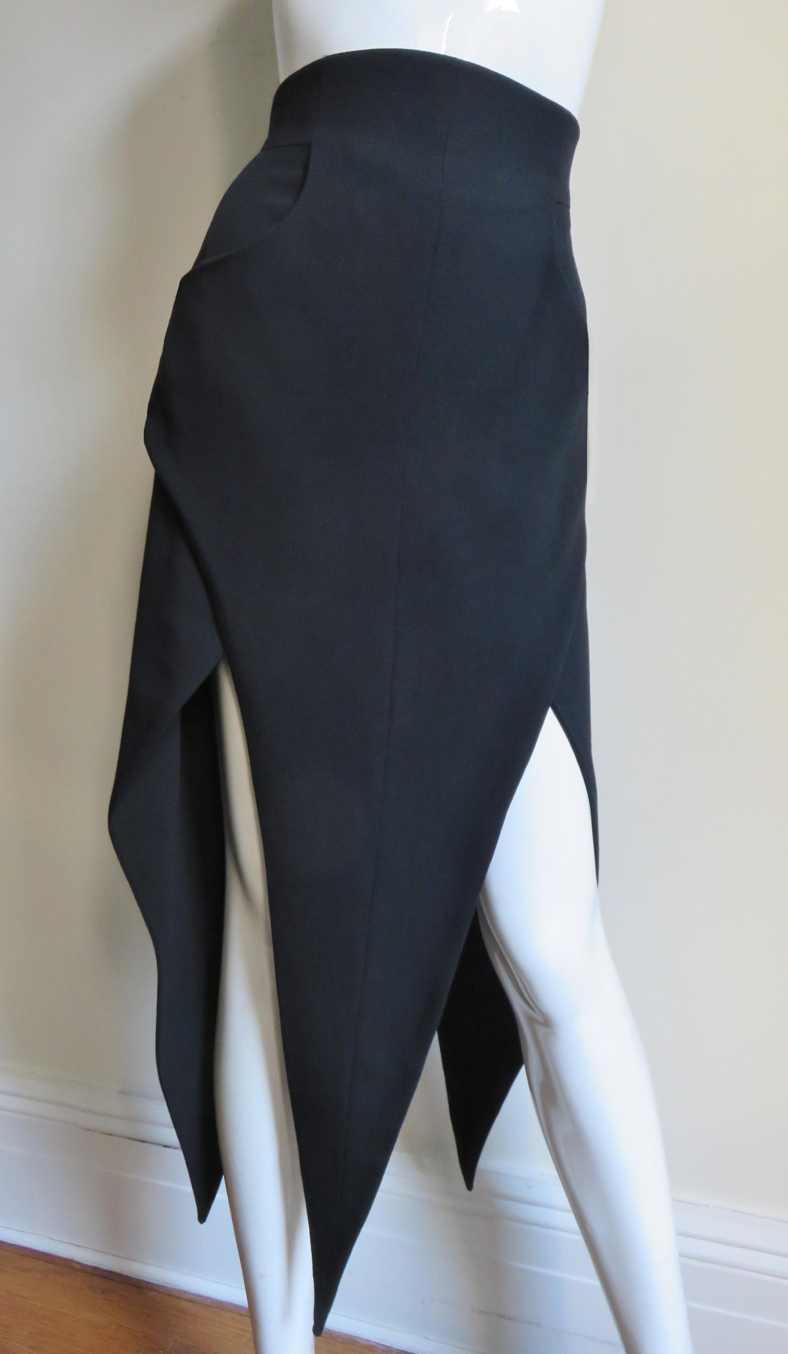 Black Karl Lagerfeld Skirt with Handkerchief Hem For Sale